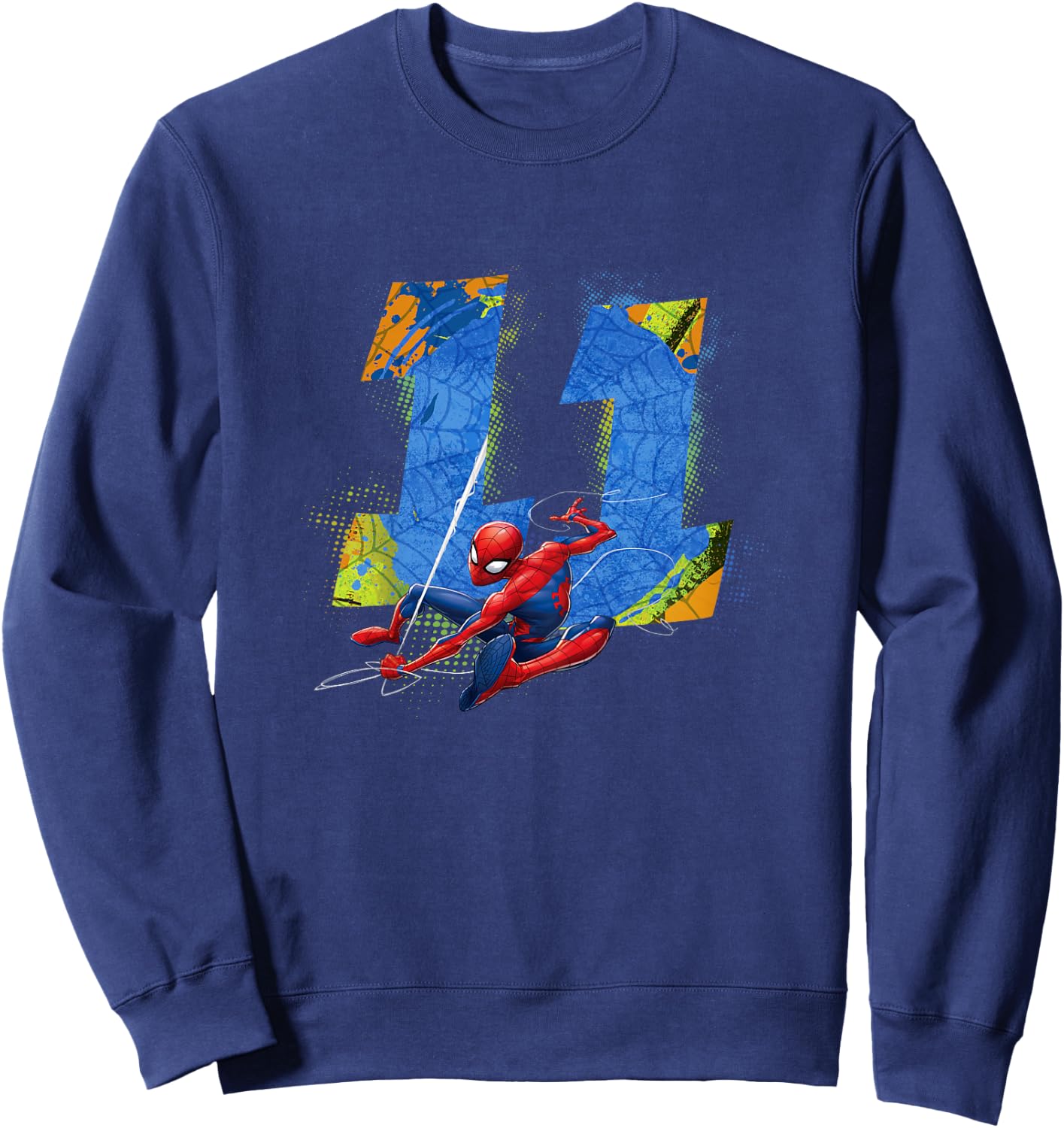 Marvel Super Heroes Spider-Man 11 Year Old Eleventh Birthday Sweatshirt - Sweatshirt | Navy