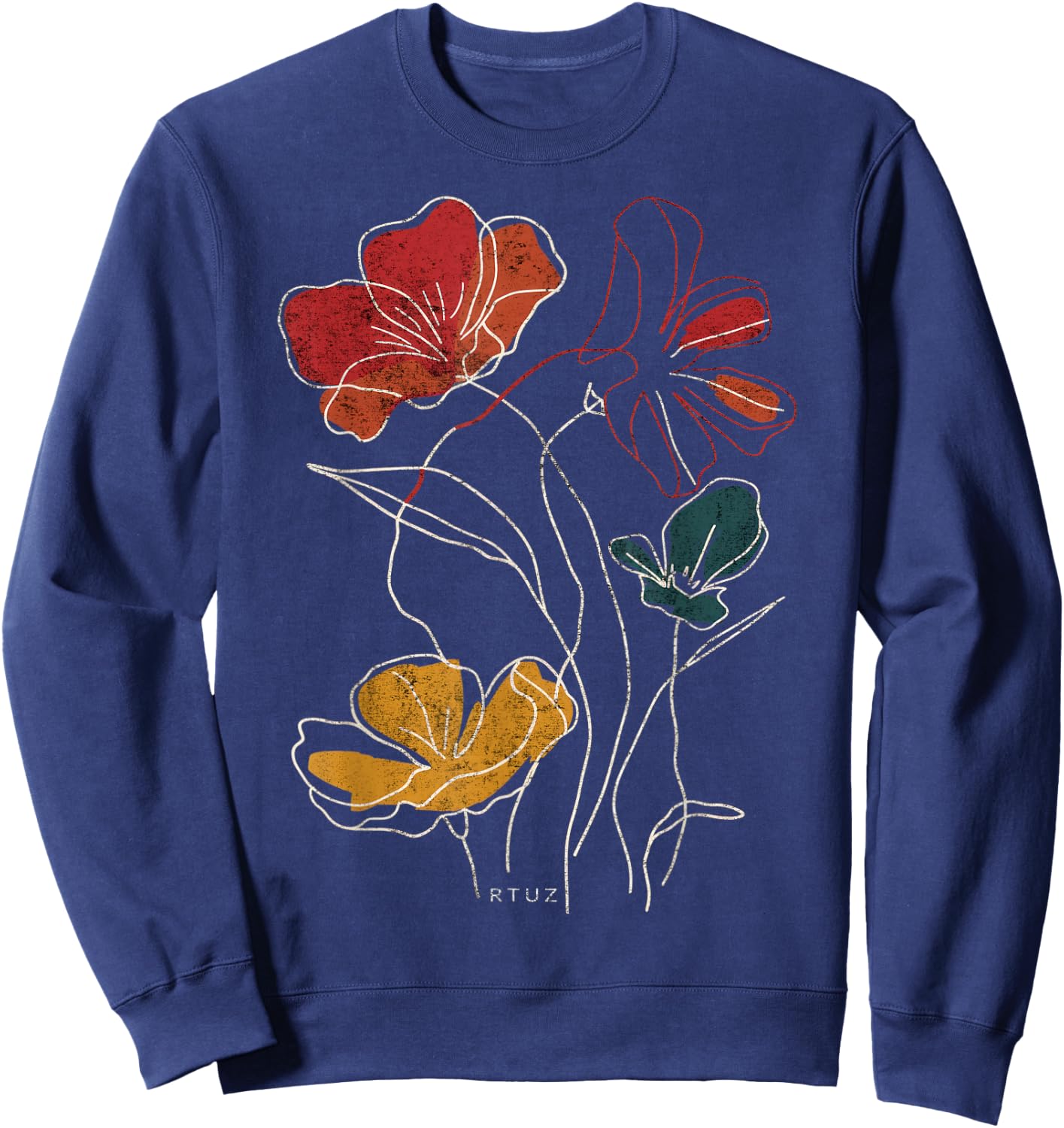 Boho Style Floral Pastel Design Flowers Hipster Streetwear Sweatshirt - Sweatshirt | Navy