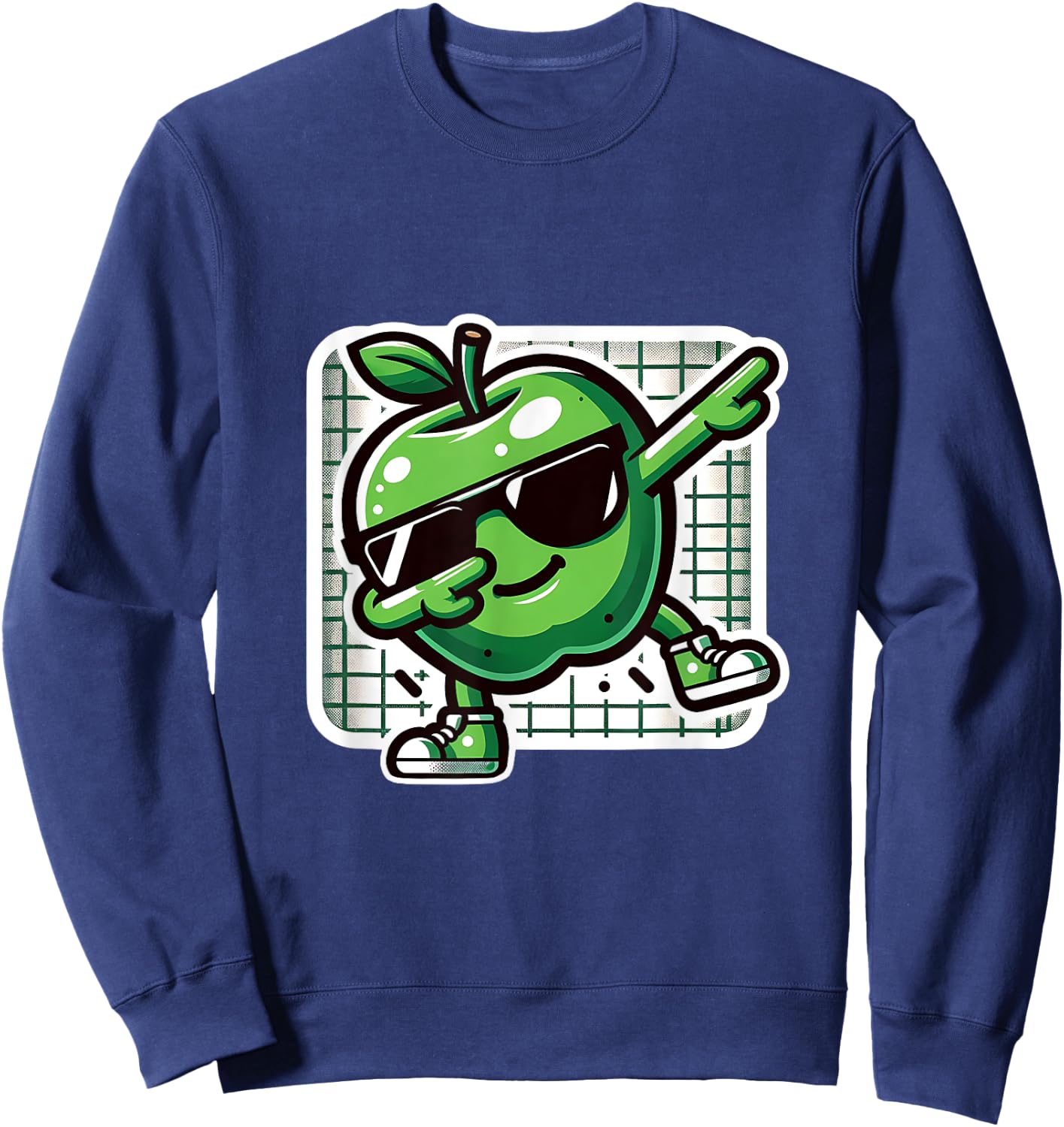 Funny Dab Apple Dancing Dabbing Fruit Meme Sweatshirt - Sweatshirt | Navy
