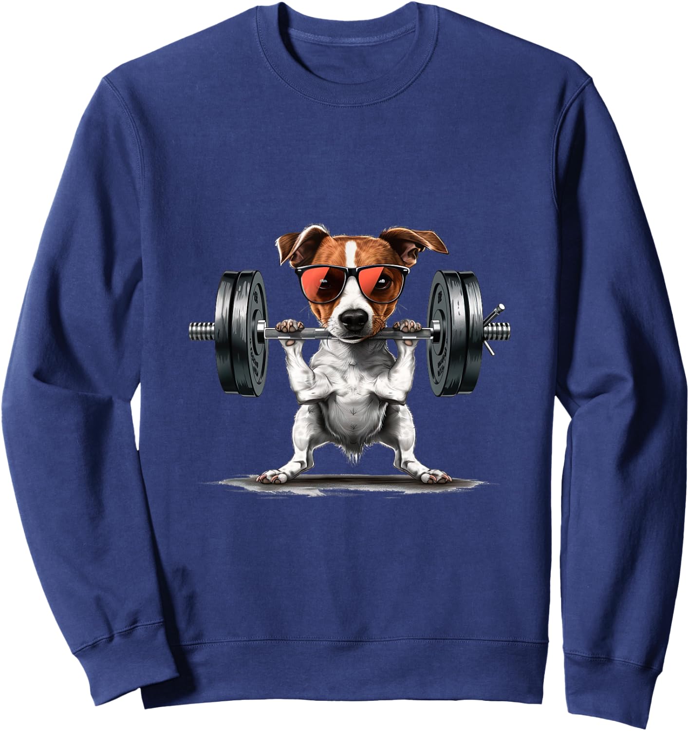 Pumping Weight Lifting Funny Jack Russell Terrier Sweatshirt - Sweatshirt | Navy