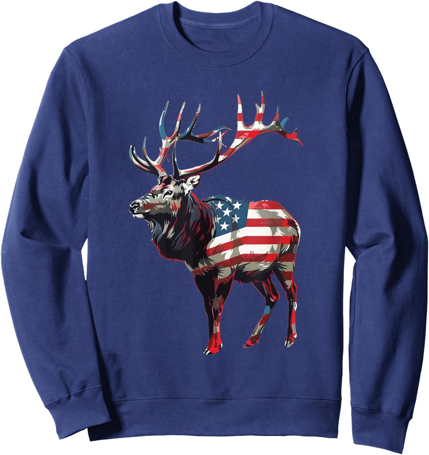 Elk American Flag Sweatshirt - Sweatshirt | Navy
