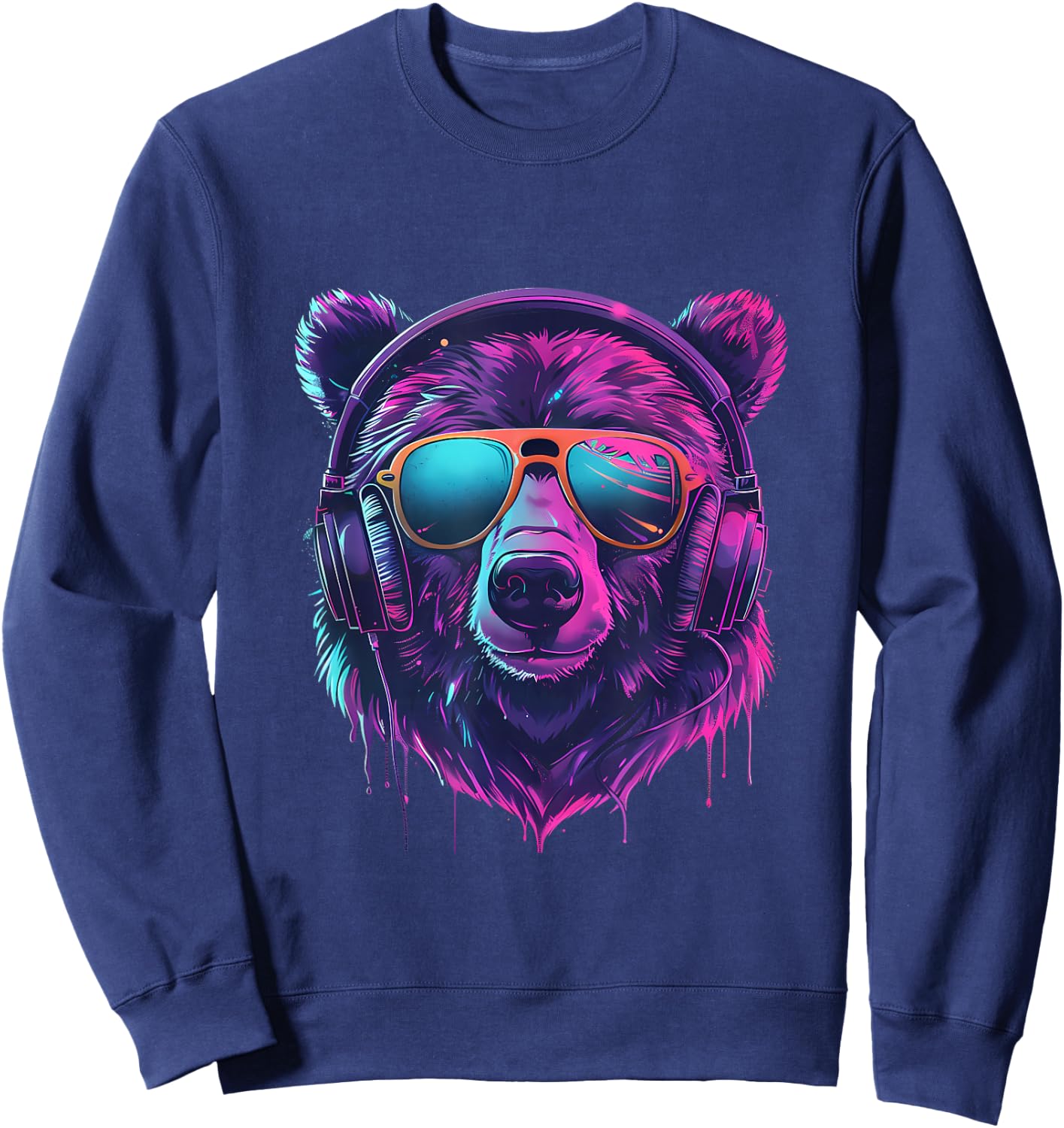 DJ Bear EDM Music Headphones Bear Lover Techno Beatmaker Sweatshirt - Sweatshirt | Navy