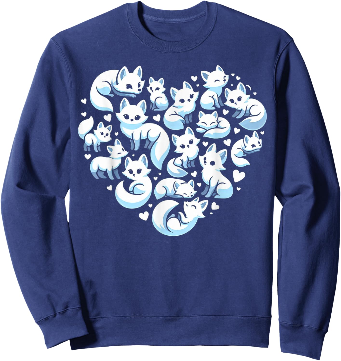 Cute Arctic Foxes Heart Graphic Ice Fox Artic Fox Lover Sweatshirt - Sweatshirt | Navy