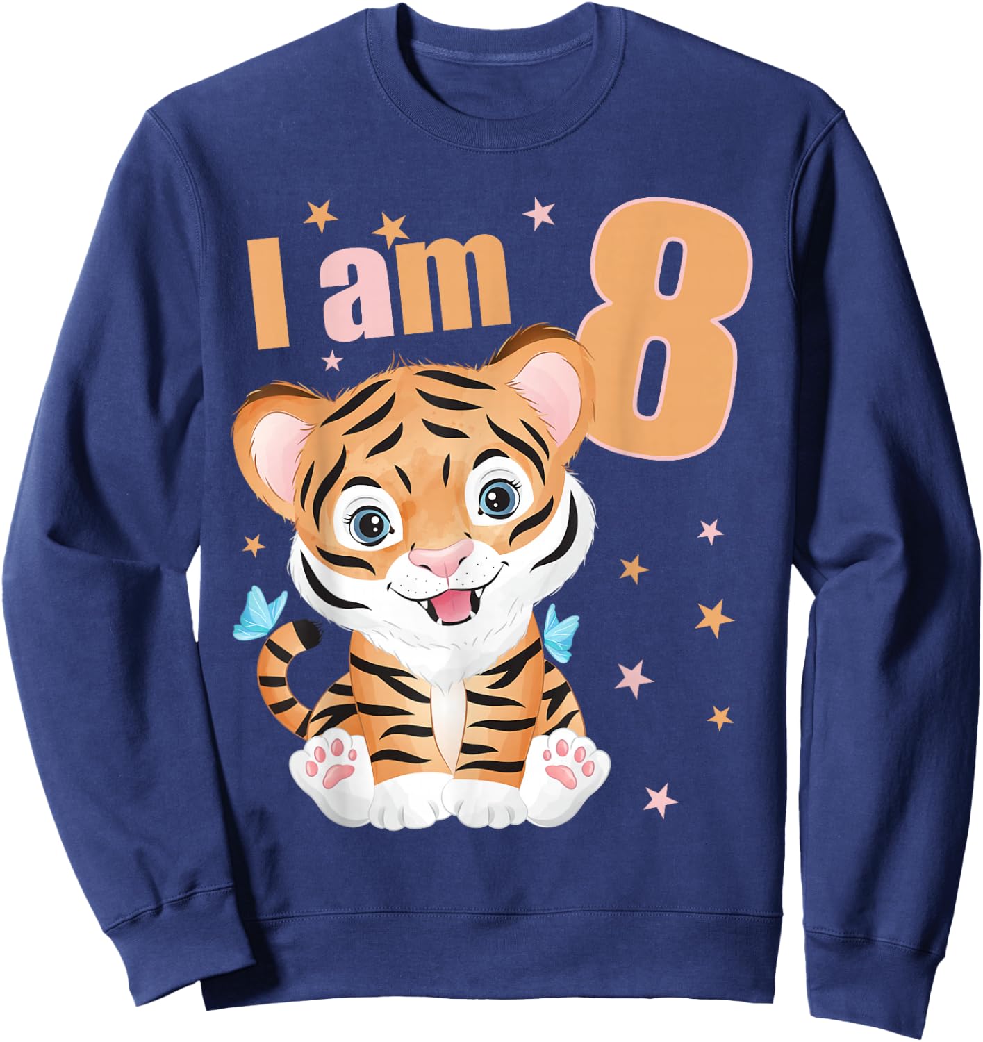 8 Years old 8 birthday outfit Boy girl Tiger Sweatshirt - Sweatshirt | Navy