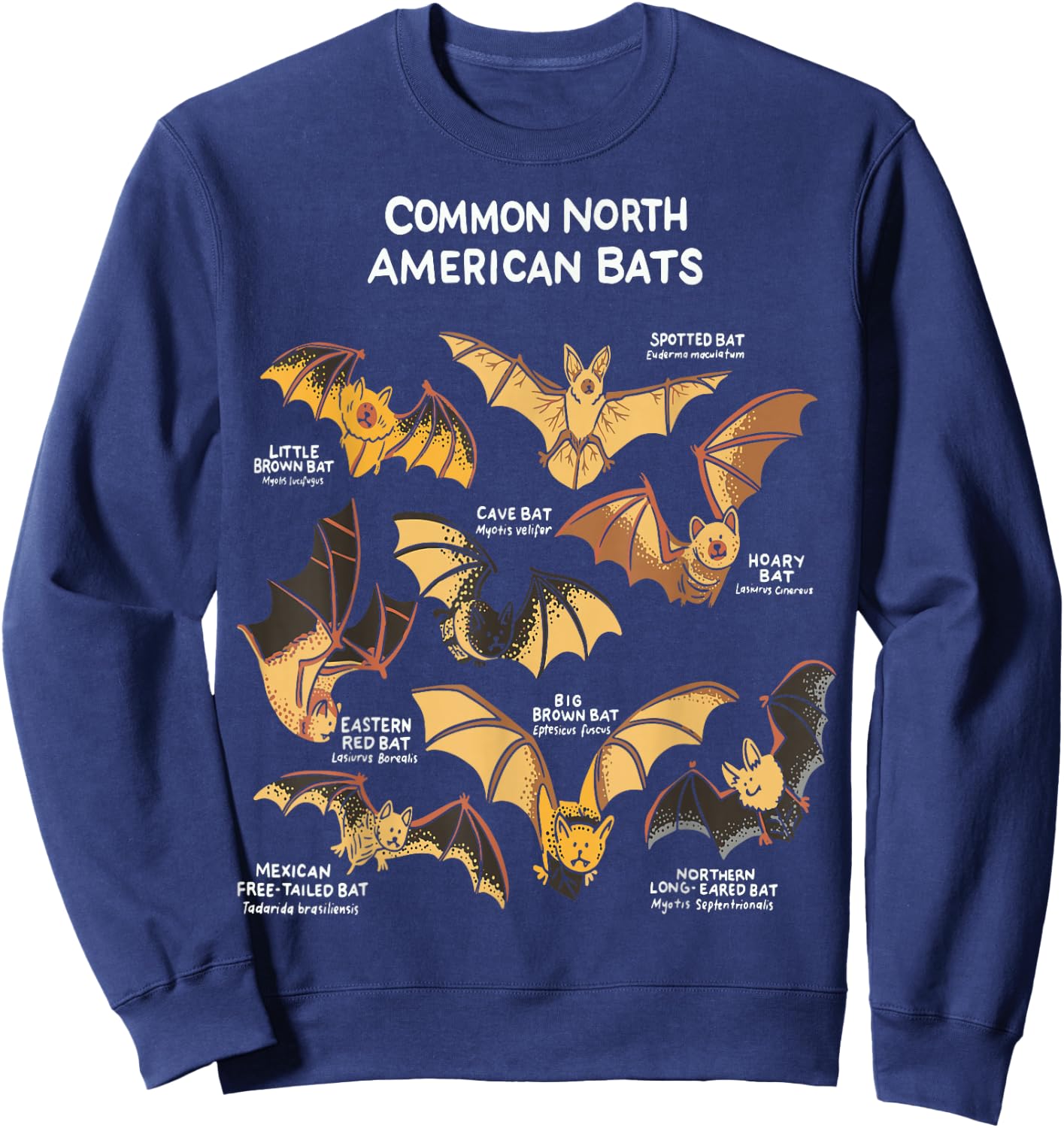 Bats of North America I Megabat I Bloodsucker I Bat Sweatshirt - Sweatshirt | Navy