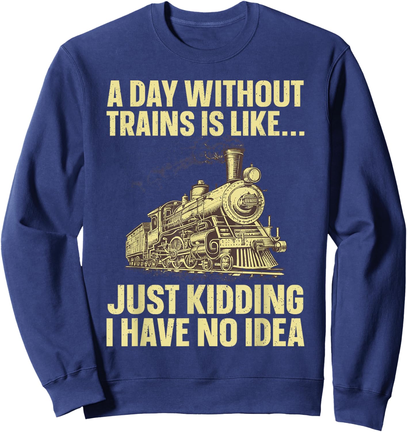 Best Train Art Women Railroad Steam Train Lovers Sweatshirt - Sweatshirt | Navy