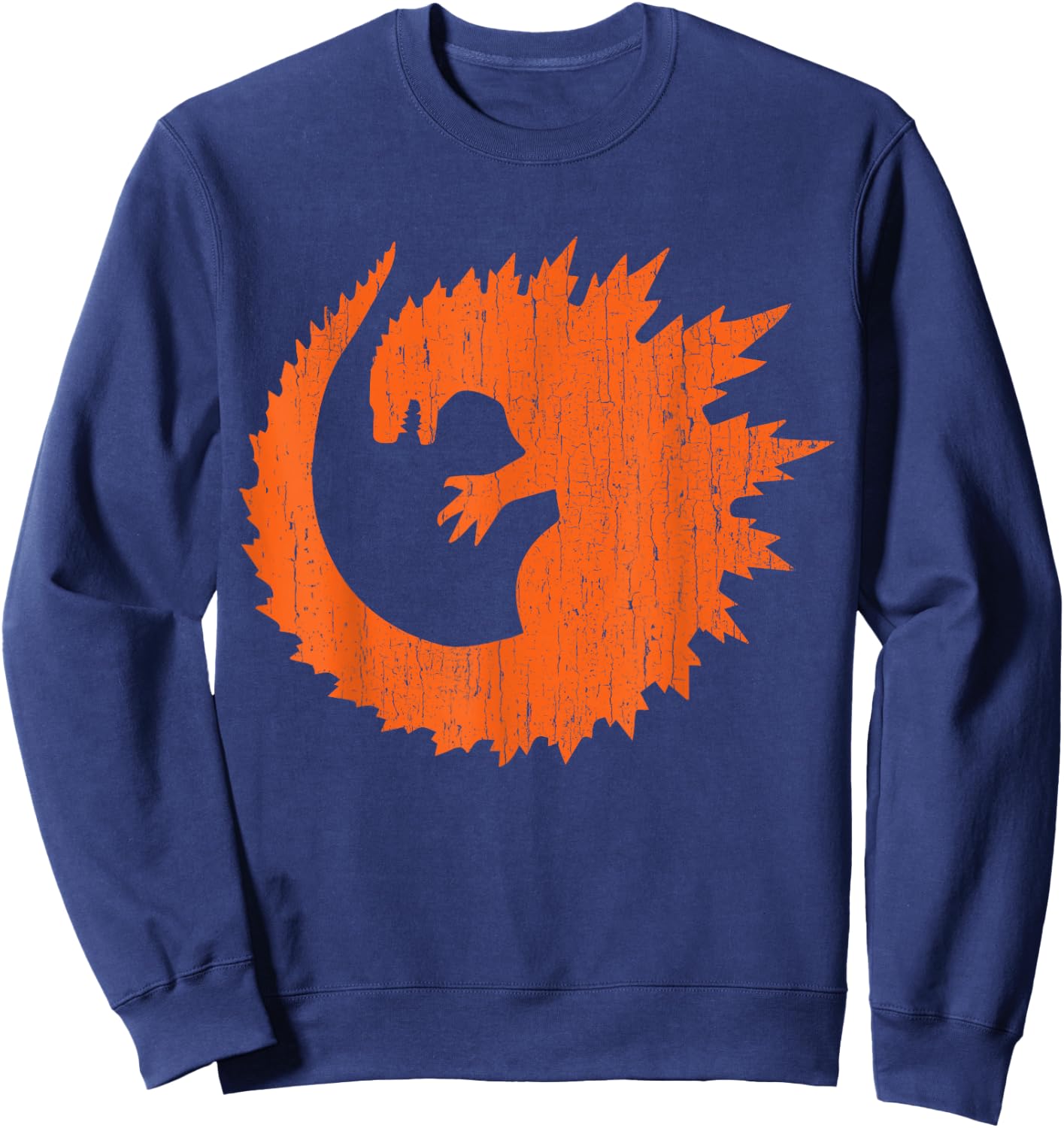 Halloween Prehistoric Kaiju Sea Monster Pumpkin JackOLantern Sweatshirt - Sweatshirt | Navy
