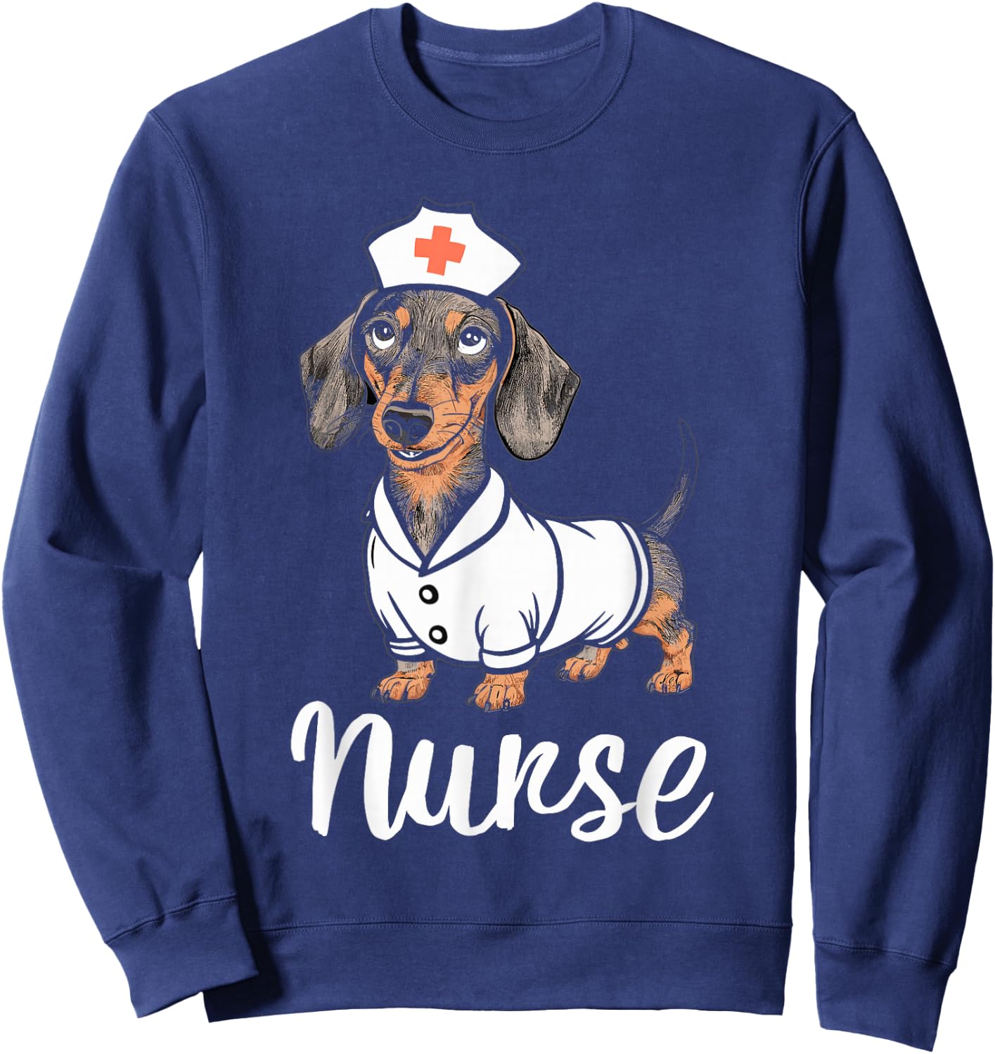 Nurse Dachshunds In Costumes Adorable Nurse Sweatshirt - Sweatshirt | Navy
