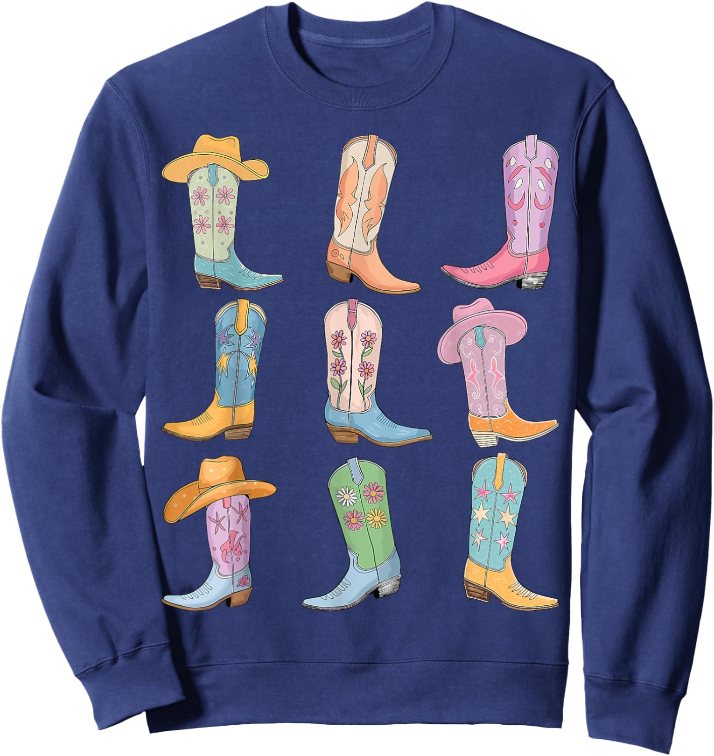 Cowgirl Boots Let's Go Girls Western Cowgirl Cowboy Country Sweatshirt - Sweatshirt | Navy