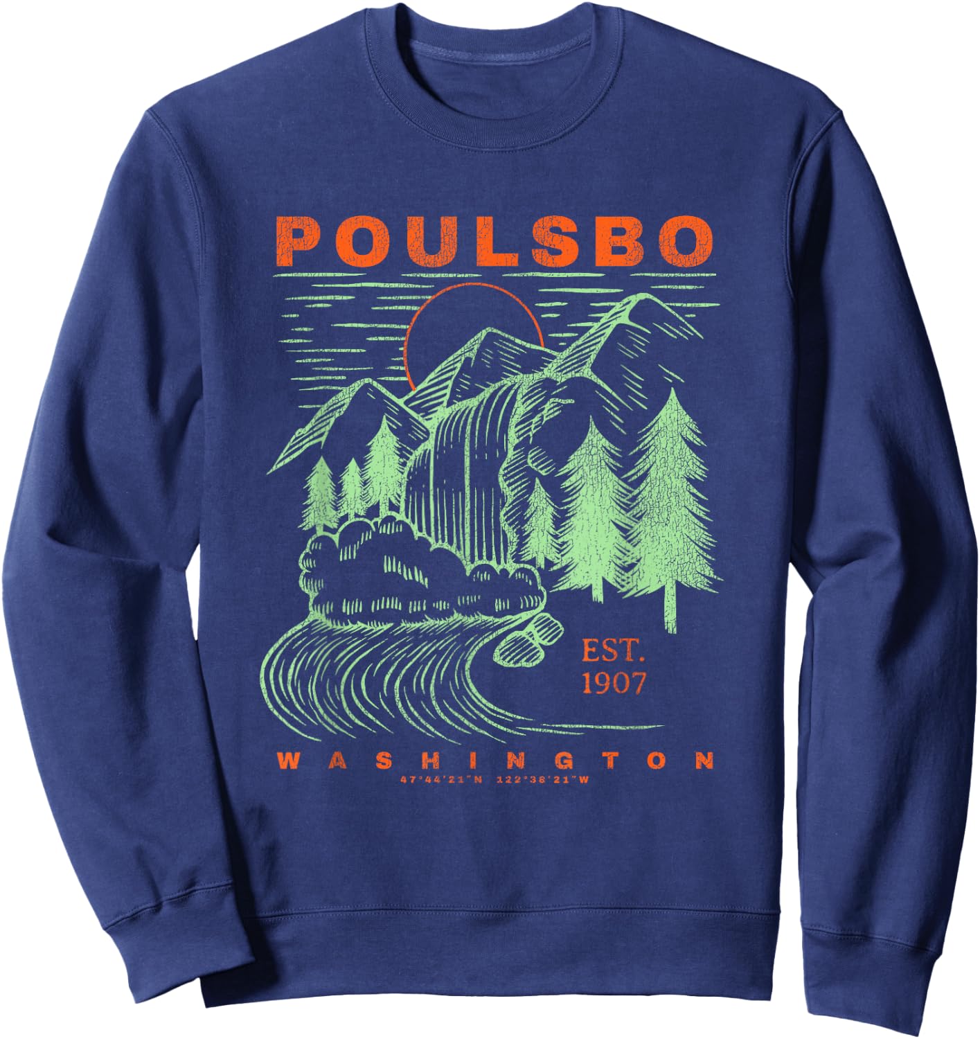 Poulsbo Washington Cool Travel Souvenir Rustic Poulsbo Sweatshirt - Sweatshirt | Navy
