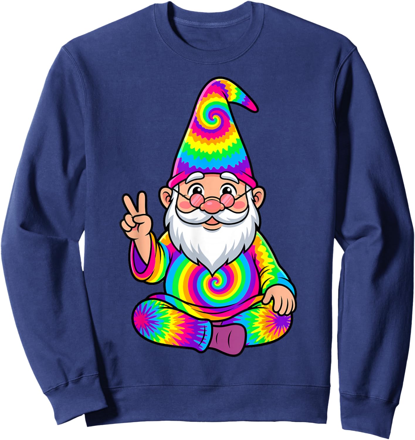 Tie Dye Peace Gnome Funny Hippie Garden Gnome Lover Women Sweatshirt - Sweatshirt | Navy
