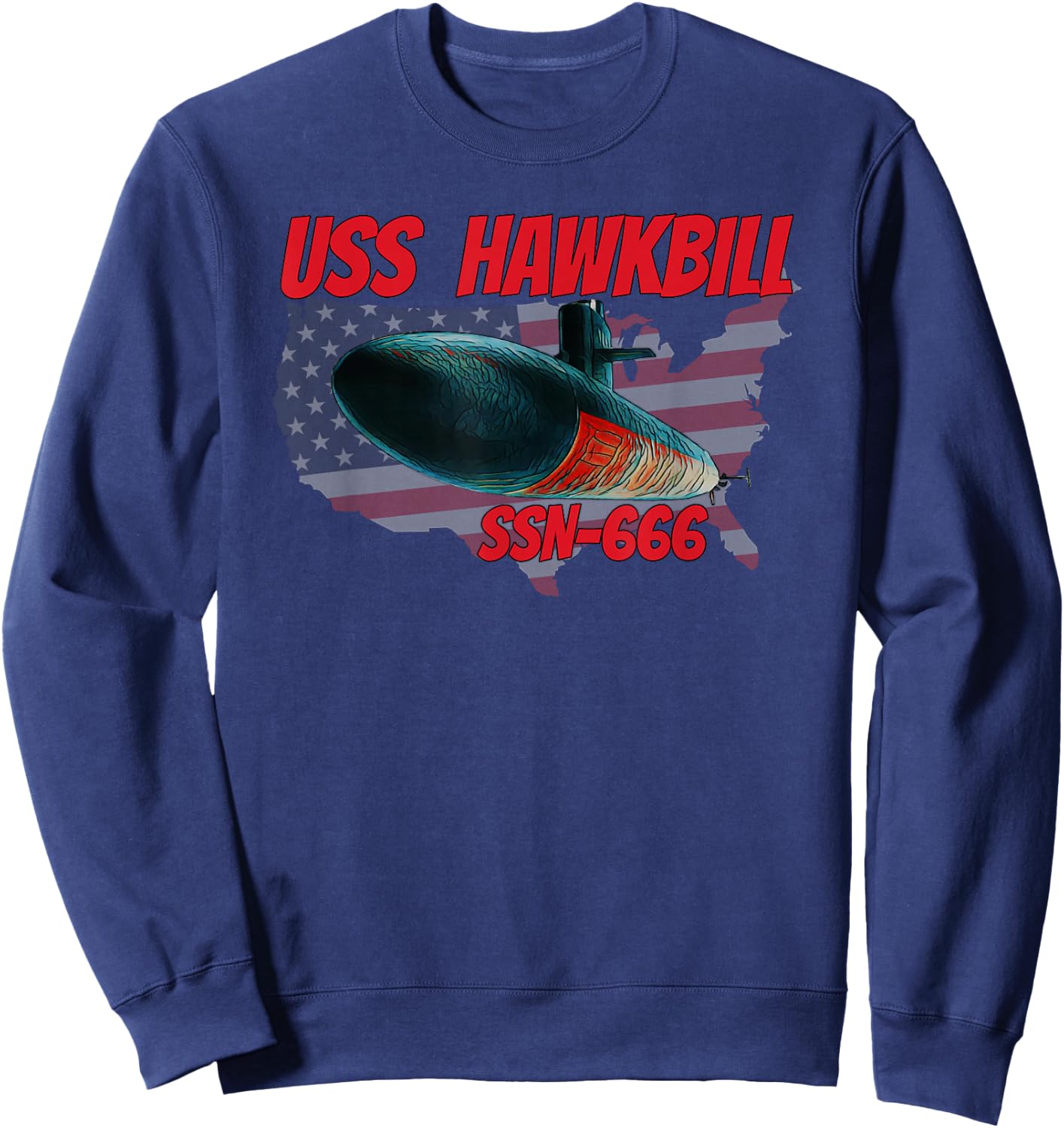 USS Hawkbill SSN-666 Submarine Veterans Day Father Grandpa Sweatshirt - Sweatshirt | Navy