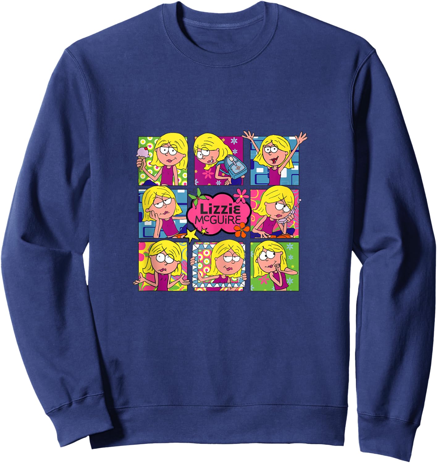 Disney Lizzy McGuire Multi Lizzie's Moods Big Chest Panels Sweatshirt - Sweatshirt | Navy