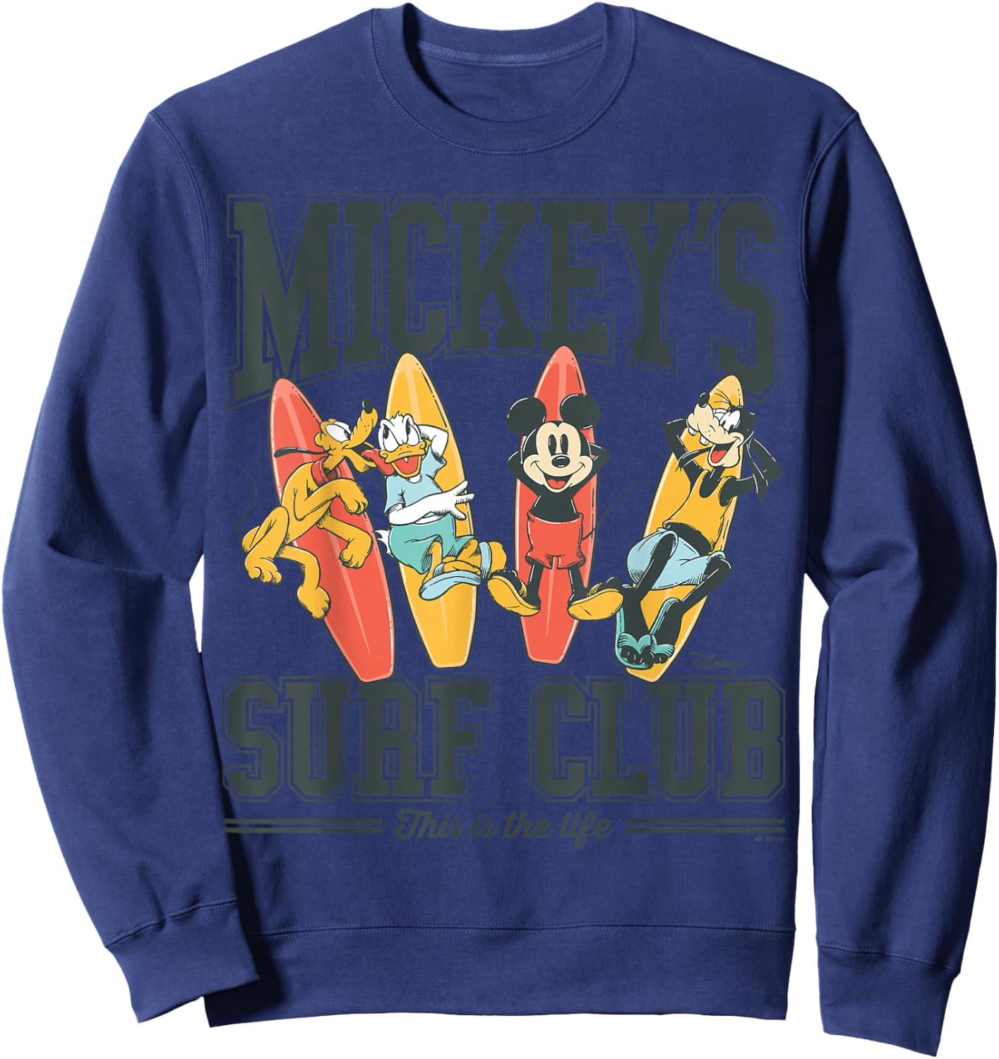 Mickey's Surf Club Mickey Mouse Pluto Donald Goofy Sweatshirt - Sweatshirt | Navy