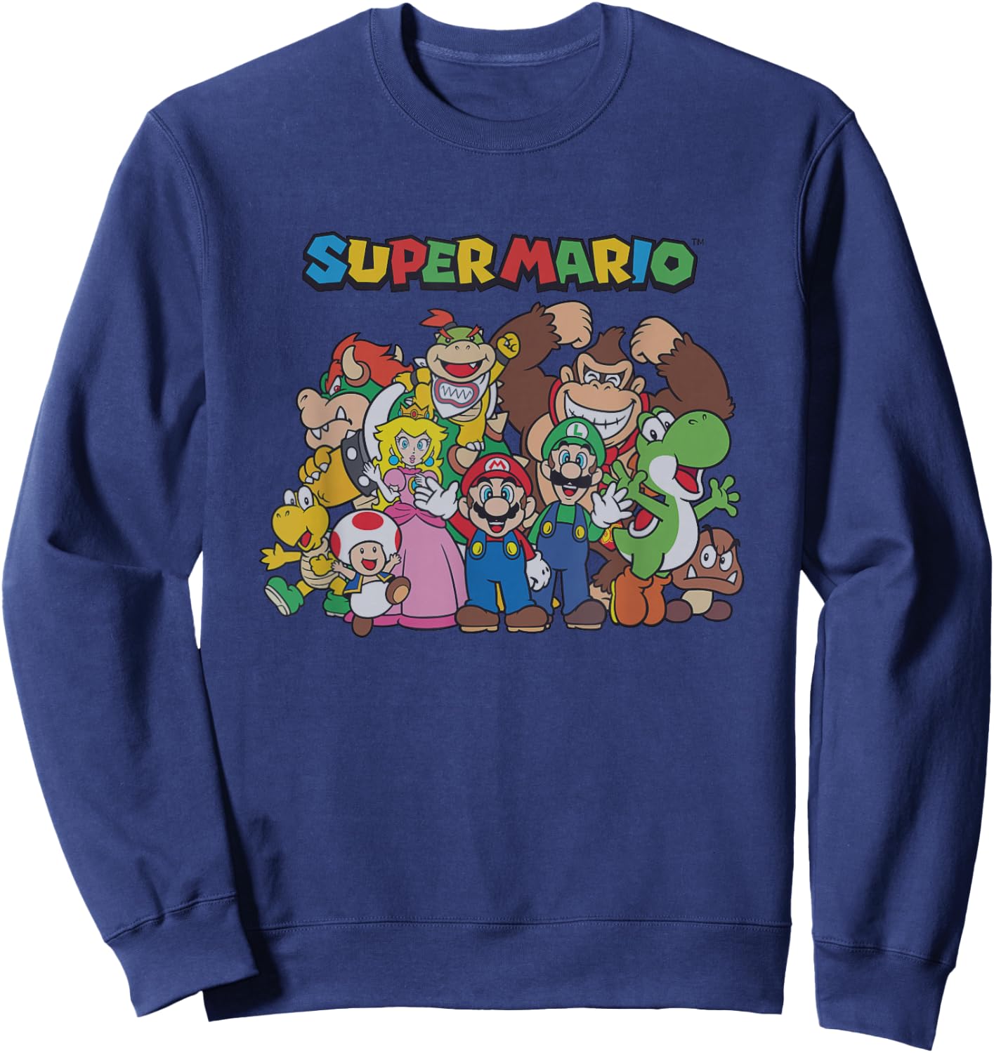 Super Mario Classic Character Line Up Group Shot Sweatshirt - Sweatshirt | Navy
