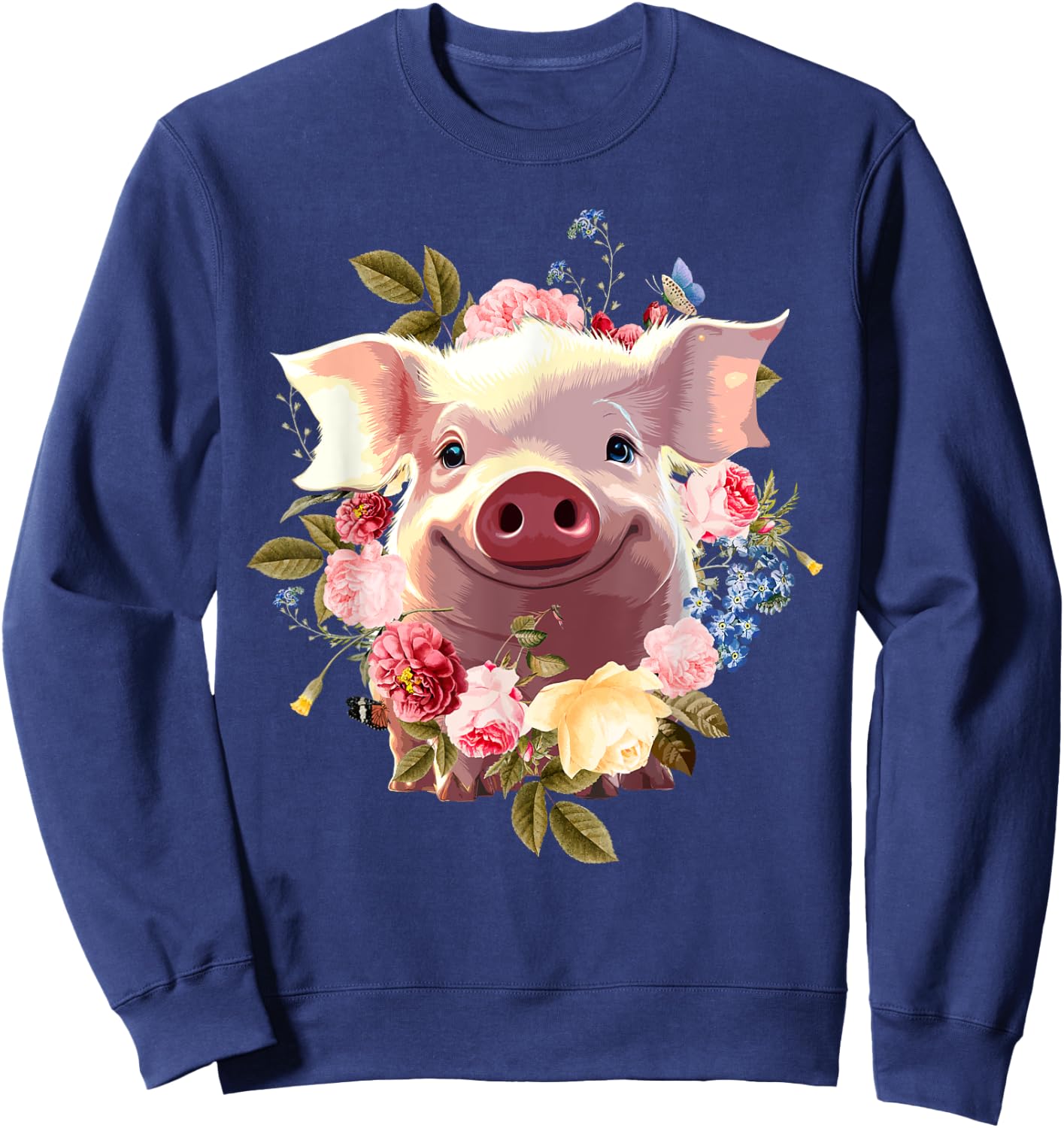 Cute Pig Lover Art Girls Unique Piggy Pig Related Sweatshirt - Sweatshirt | Navy