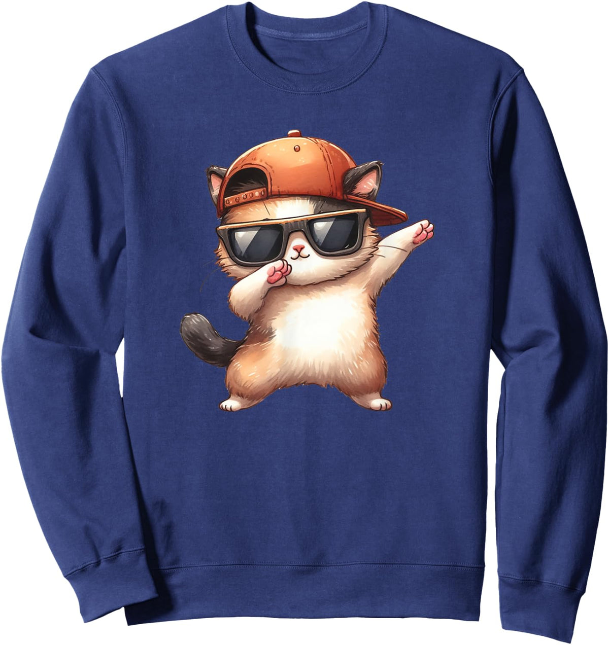Dabbing cute Cat playing for lovers kitty kittens kids boys Sweatshirt - Sweatshirt | Navy