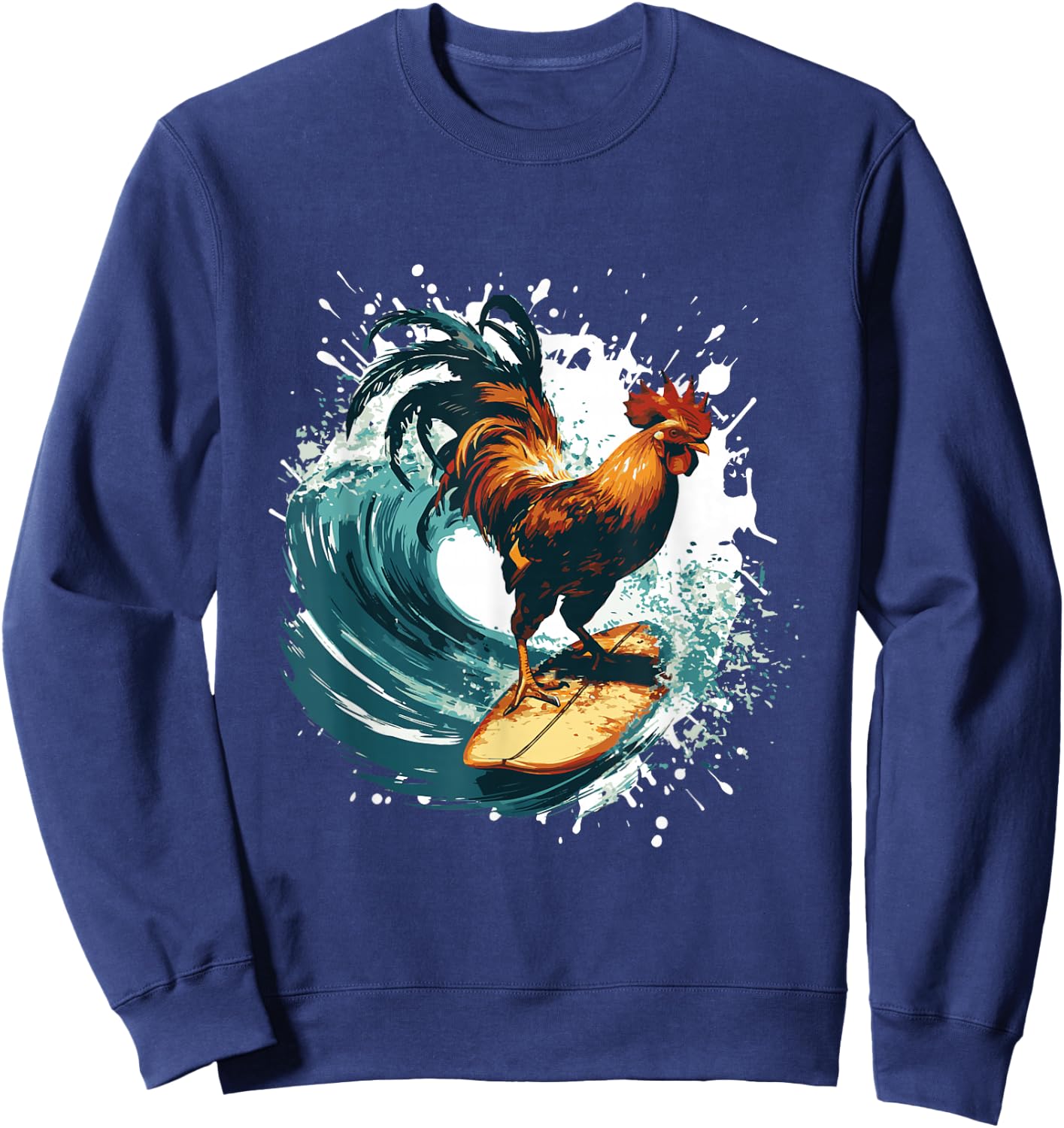 Rooster Surfing | Animal Sport Surfer Sweatshirt - Sweatshirt | Navy