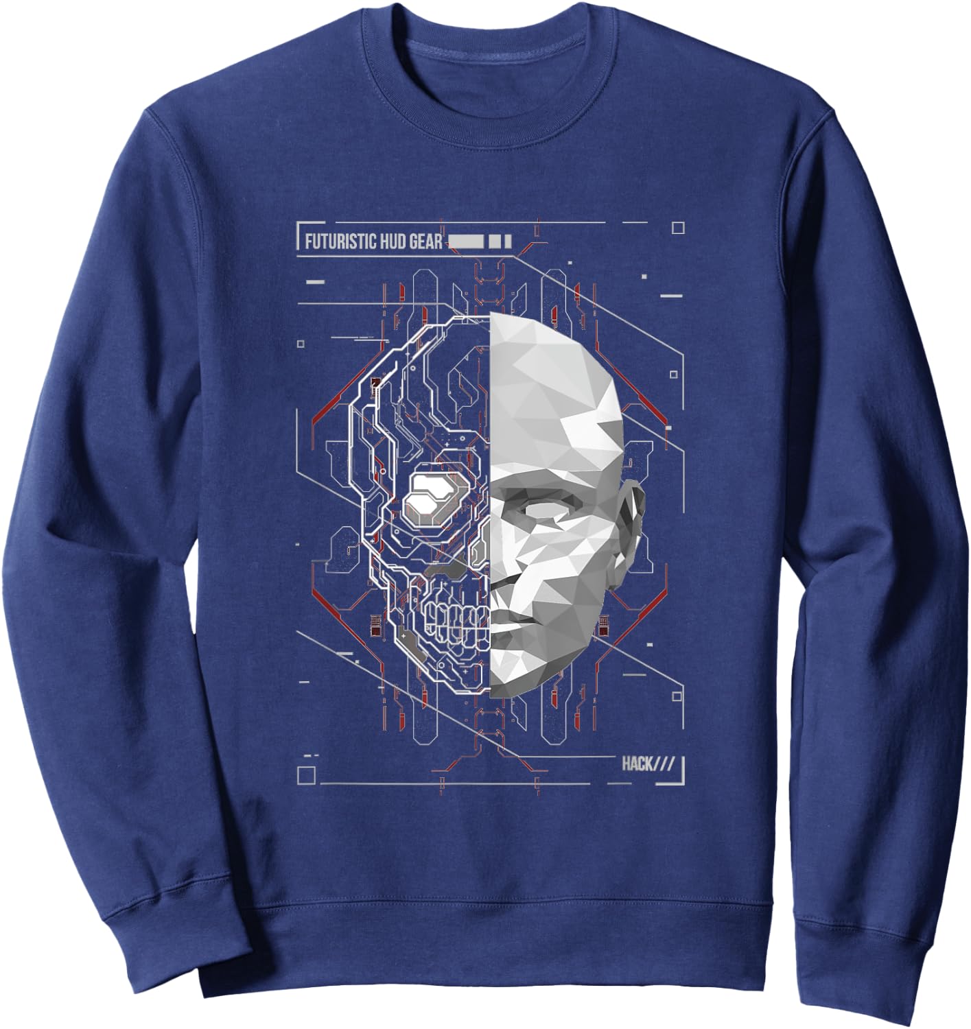 Cyberpunk HUD Gear - human anatomy of hologram Sweatshirt - Sweatshirt | Navy