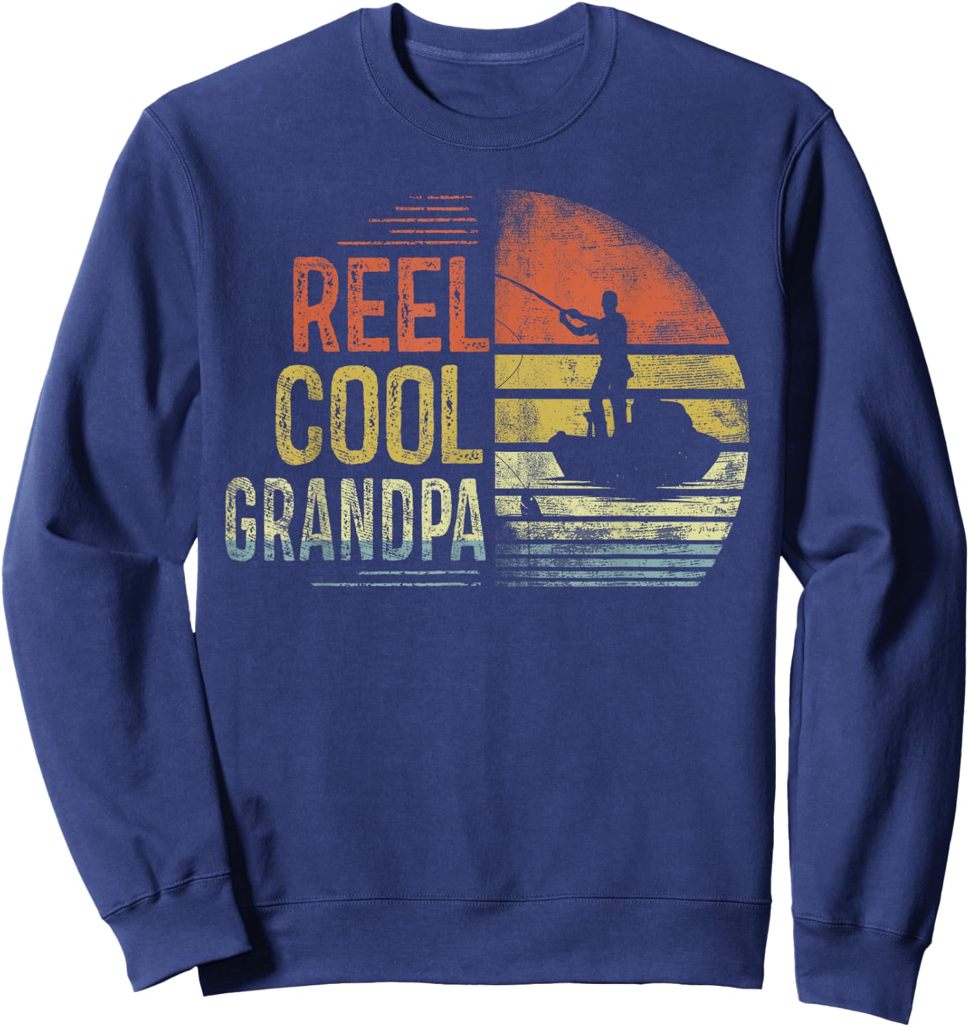 Reel Cool Grandpa Fishing Gifts Grandpa Birthday Vintage Sweatshirt - Sweatshirt | Navy
