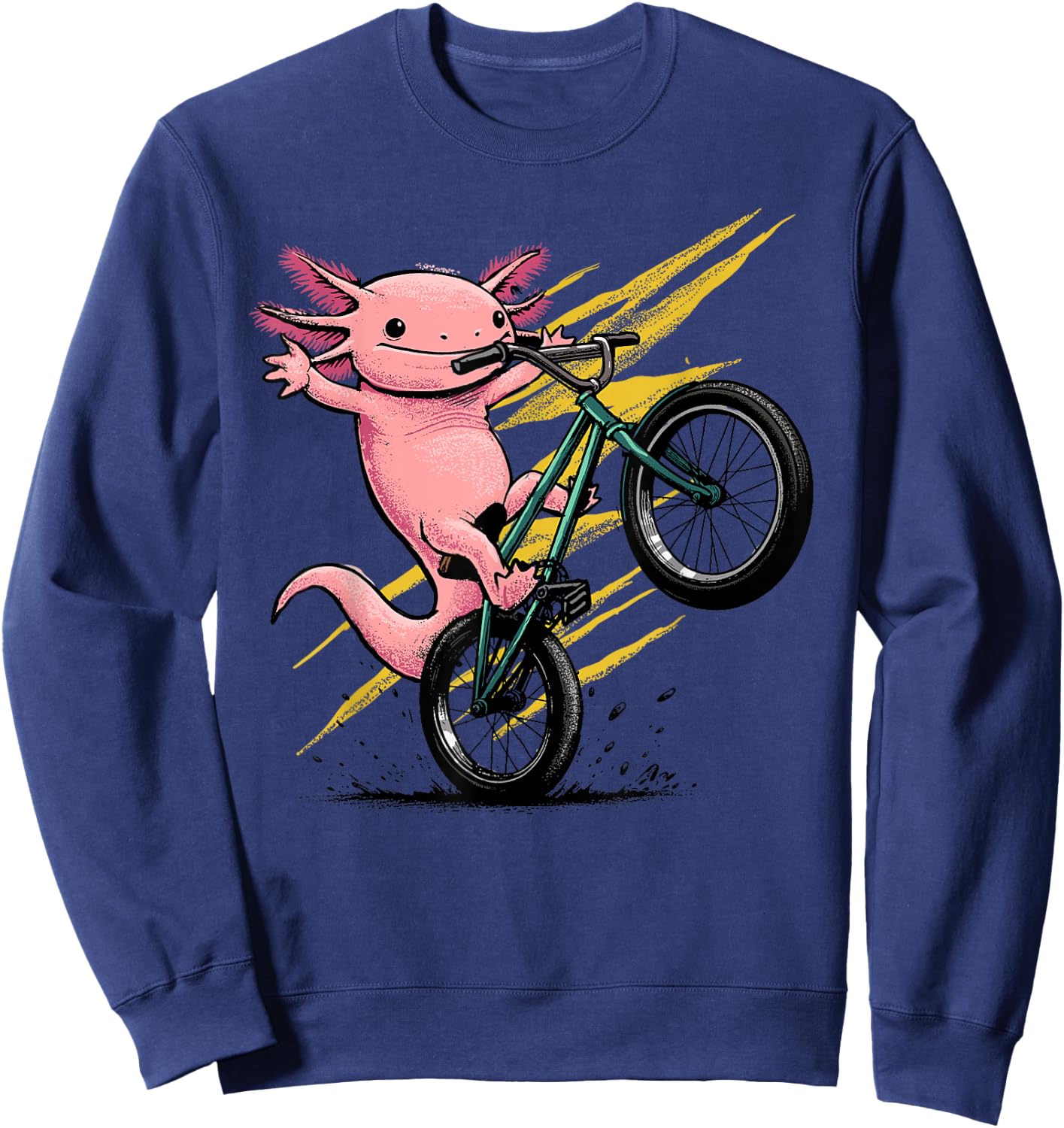 Axolotl Shirt Axolotl Bicycle Riding Cycling Funny Cyclist Sweatshirt - Sweatshirt | Navy