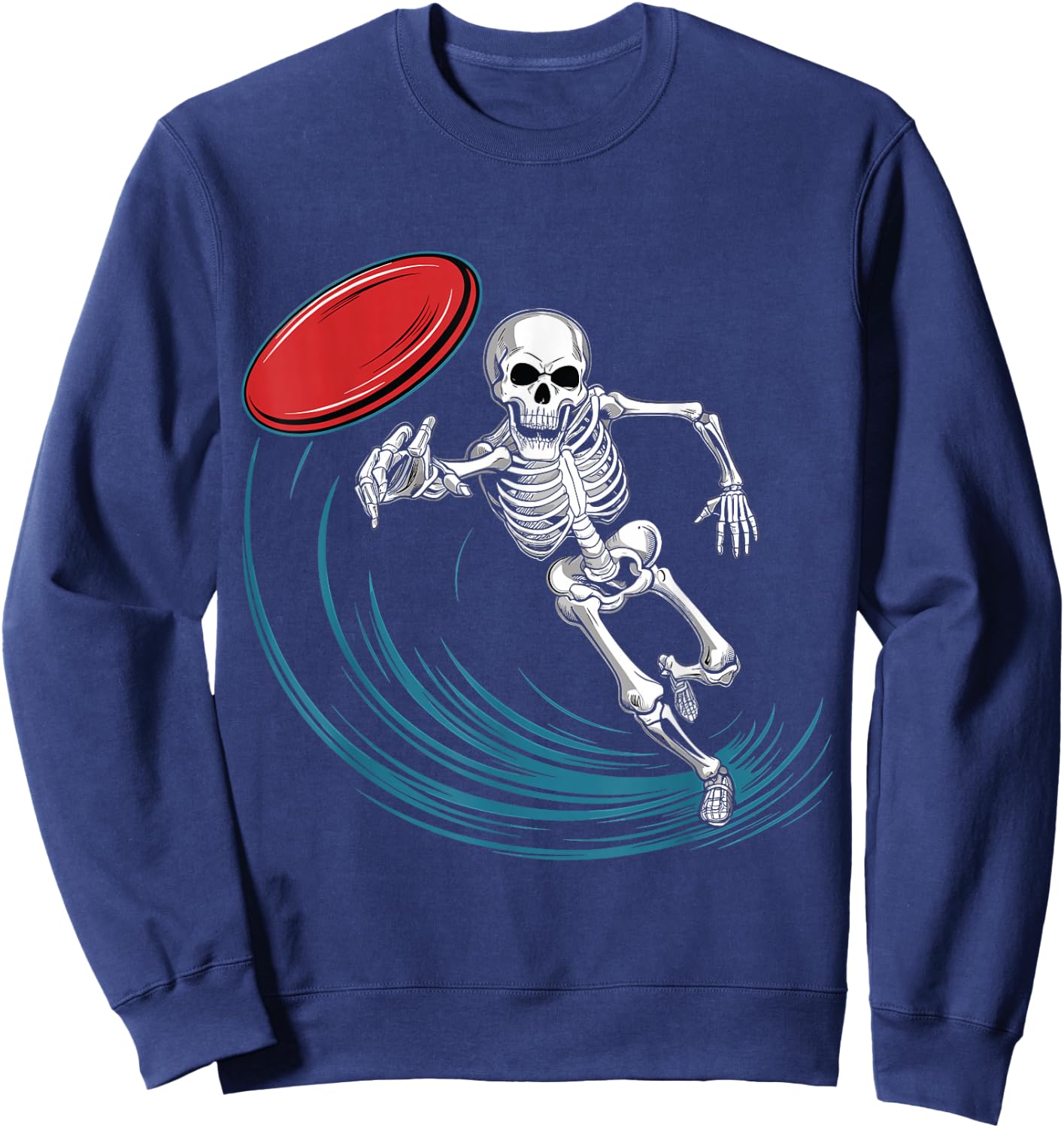 Disc Golfing Skeleton Halloween Men Boys Disc Golf Halloween Sweatshirt - Sweatshirt | Navy