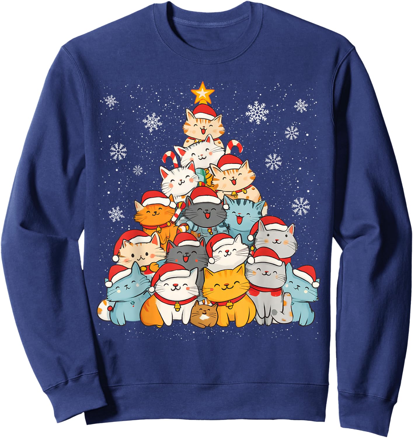 Merry Catmas Merry Christmas Tree Cat Lover Men Women Kids Sweatshirt - Sweatshirt | Navy