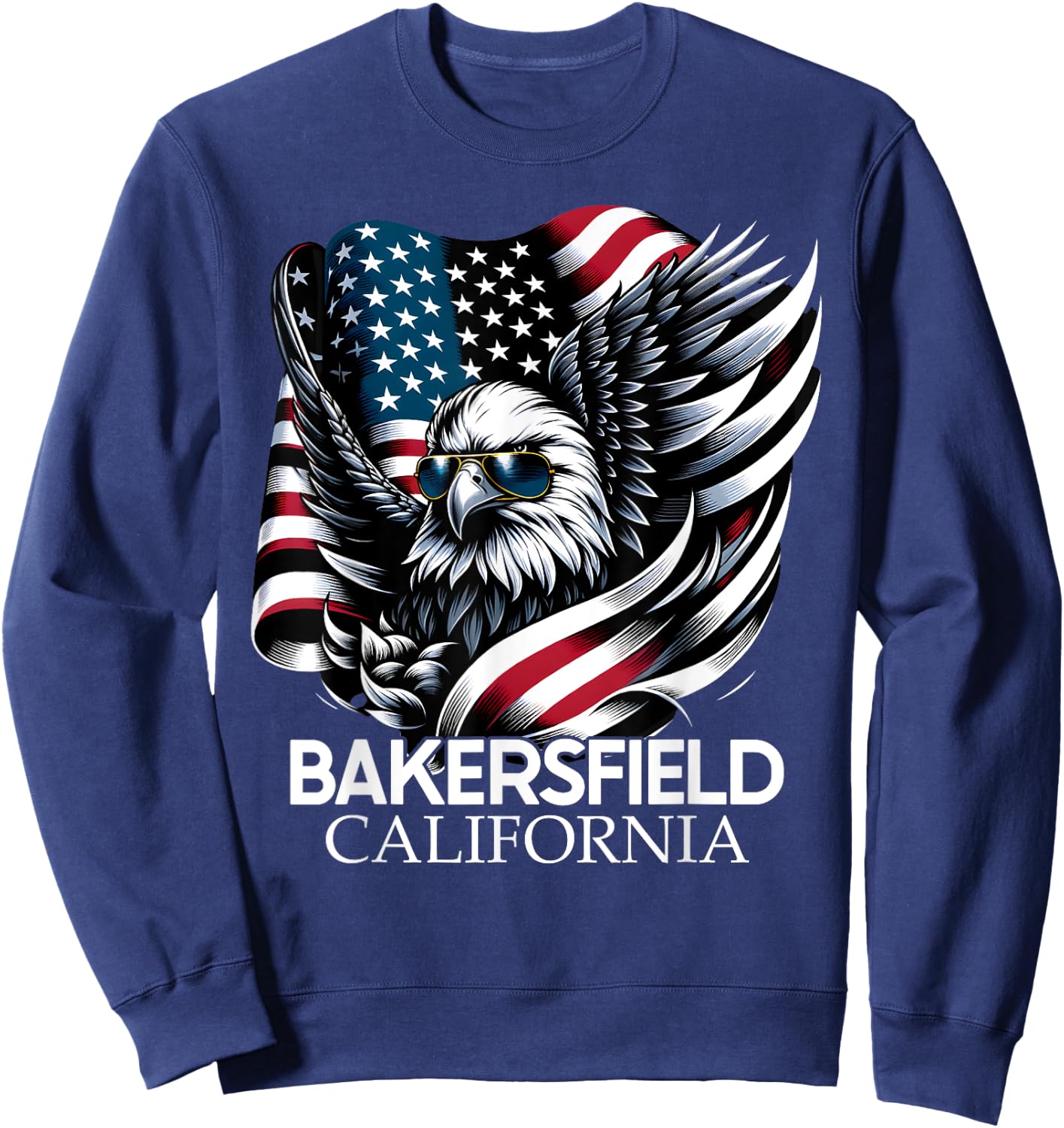 Bakersfield California 4th Of July USA American Flag Kids Men Sweatshirt - Sweatshirt | Navy
