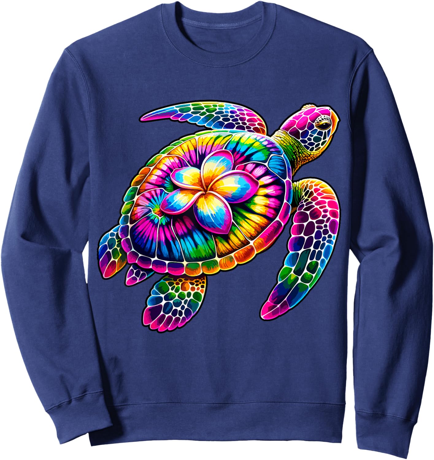 Hawaiian Sea Turtle Tie-Dye Hawaii Vacation Beach Summer Sweatshirt - Sweatshirt | Navy