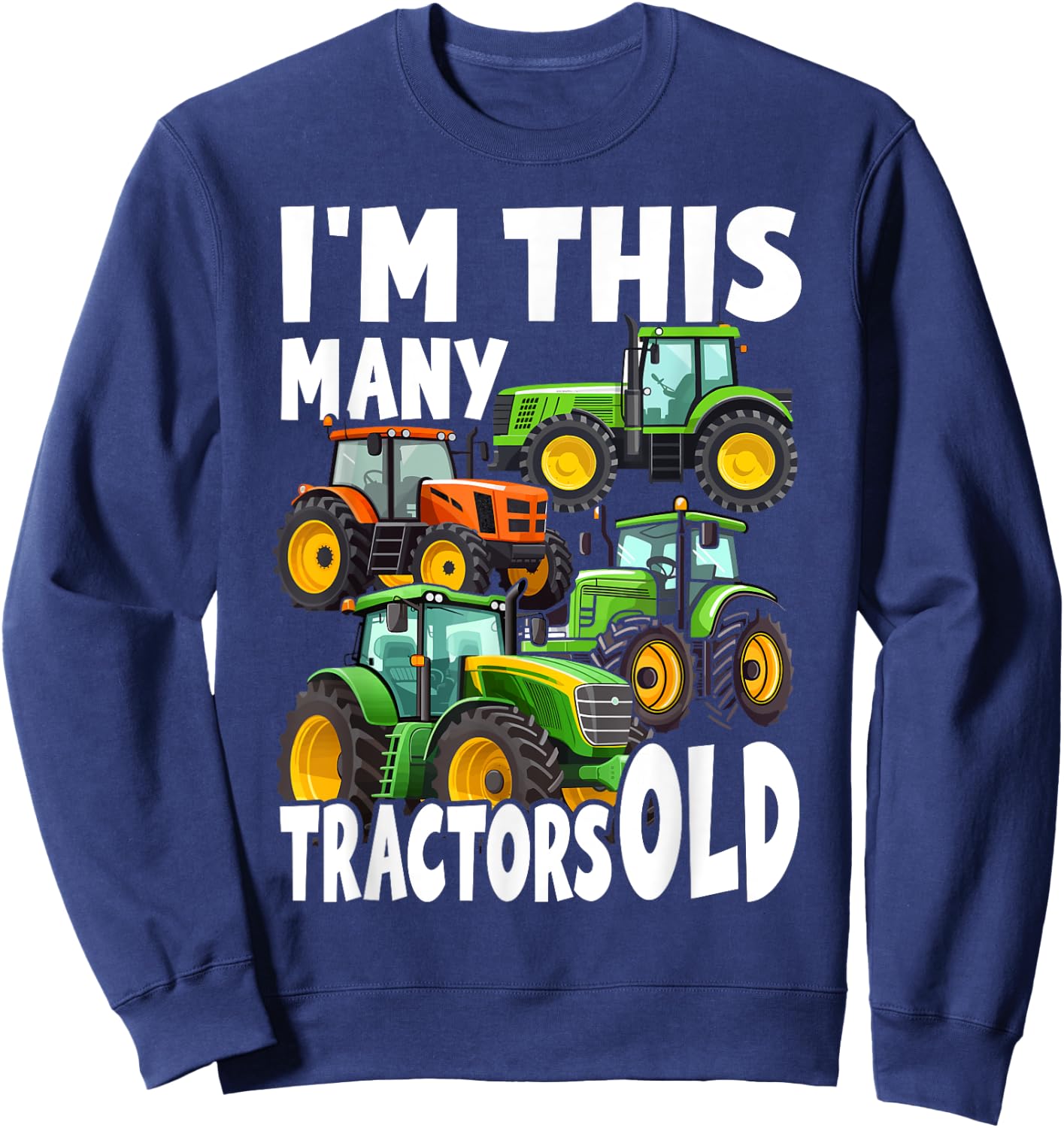 4 Year Old Boy Tractors Old 4th Birthday Farm Tractor Truck Sweatshirt - Sweatshirt | Navy