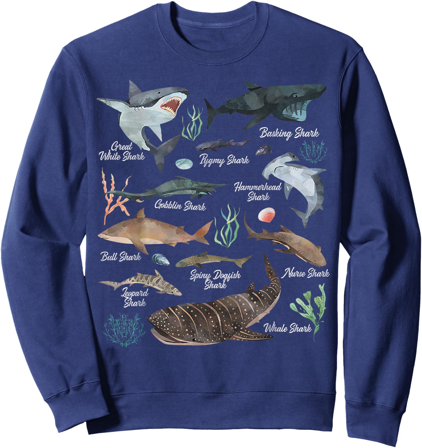 Types Of Shark - Shark Breeds Species - Shark Love Sweatshirt - Sweatshirt | Navy