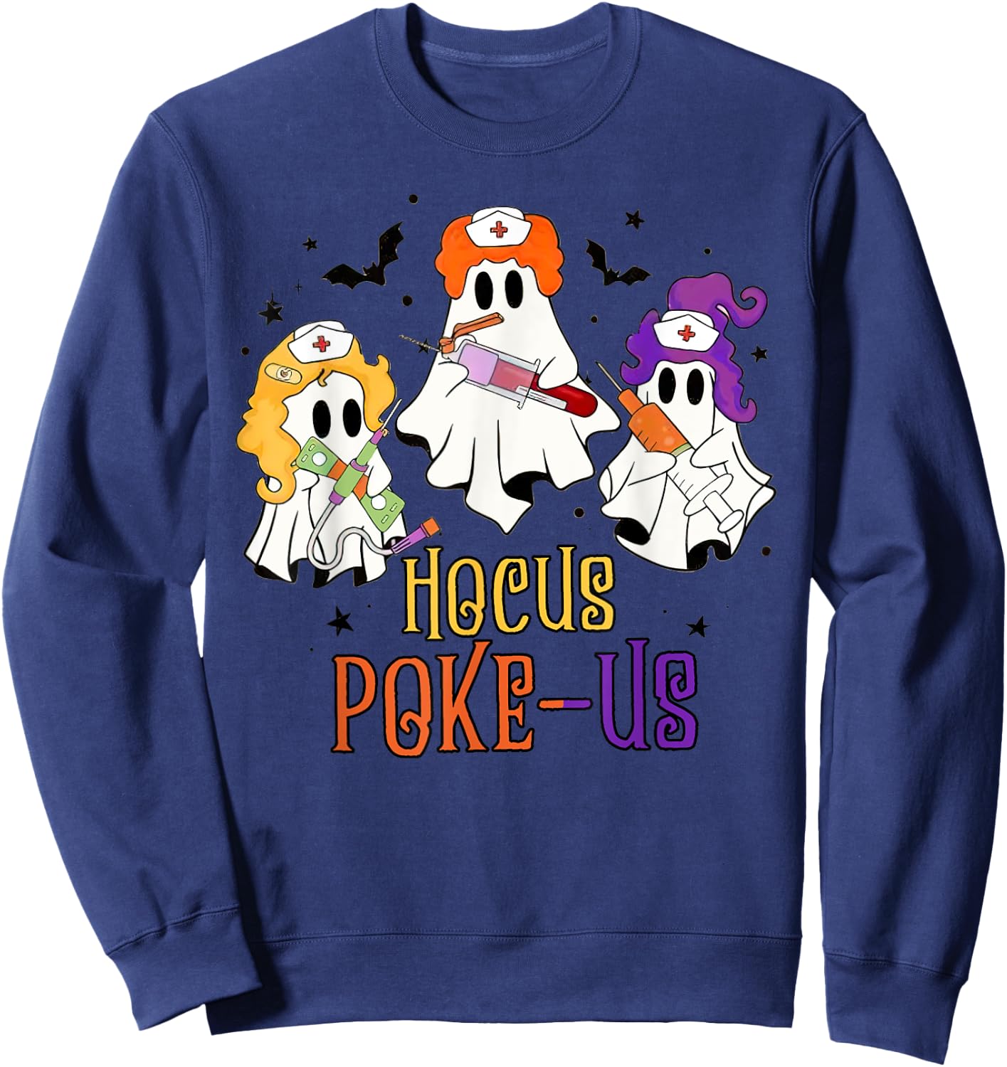 Phlebotomist Halloween,Medical Lab Tech,ER Crew Spooky Nurse Sweatshirt - Sweatshirt | Navy