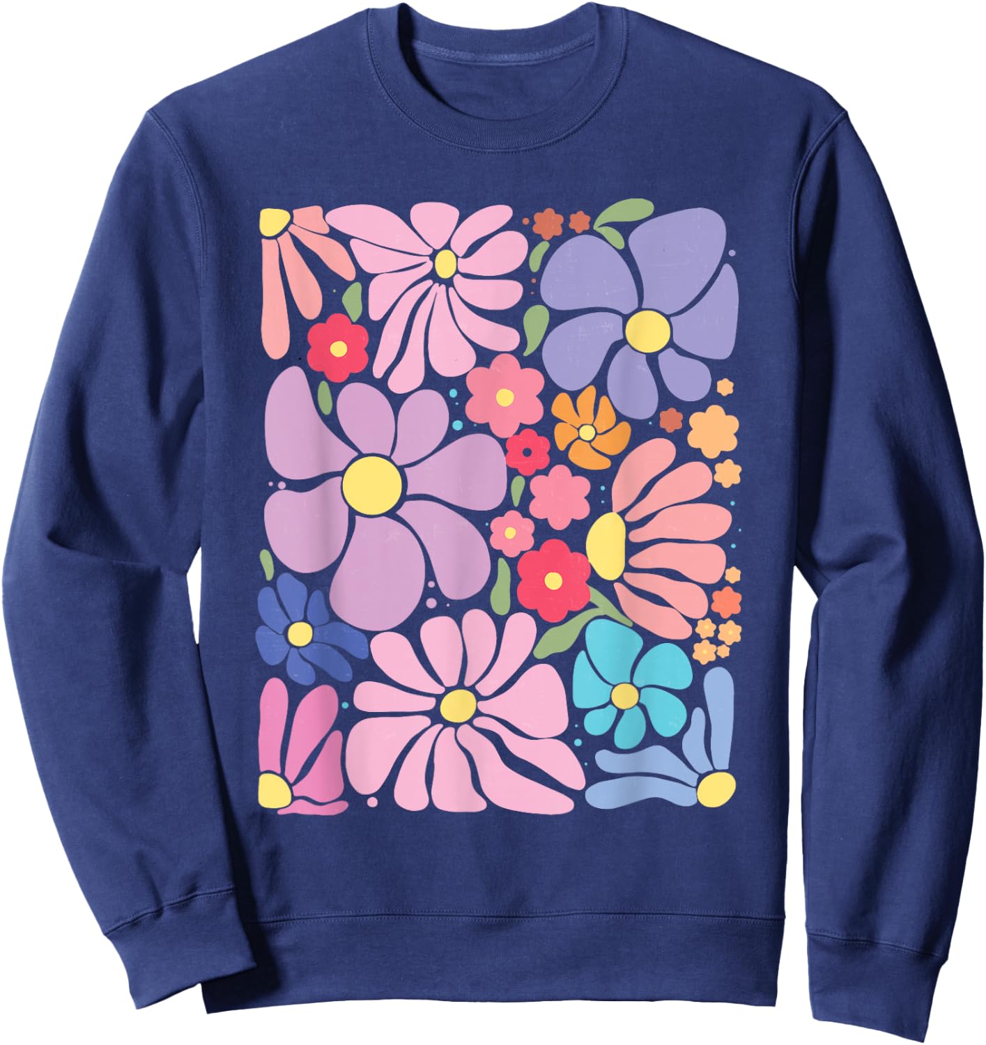 Boho Wildflowers Floral Nature Flower Nature Lover Sweatshirt - Sweatshirt | Navy