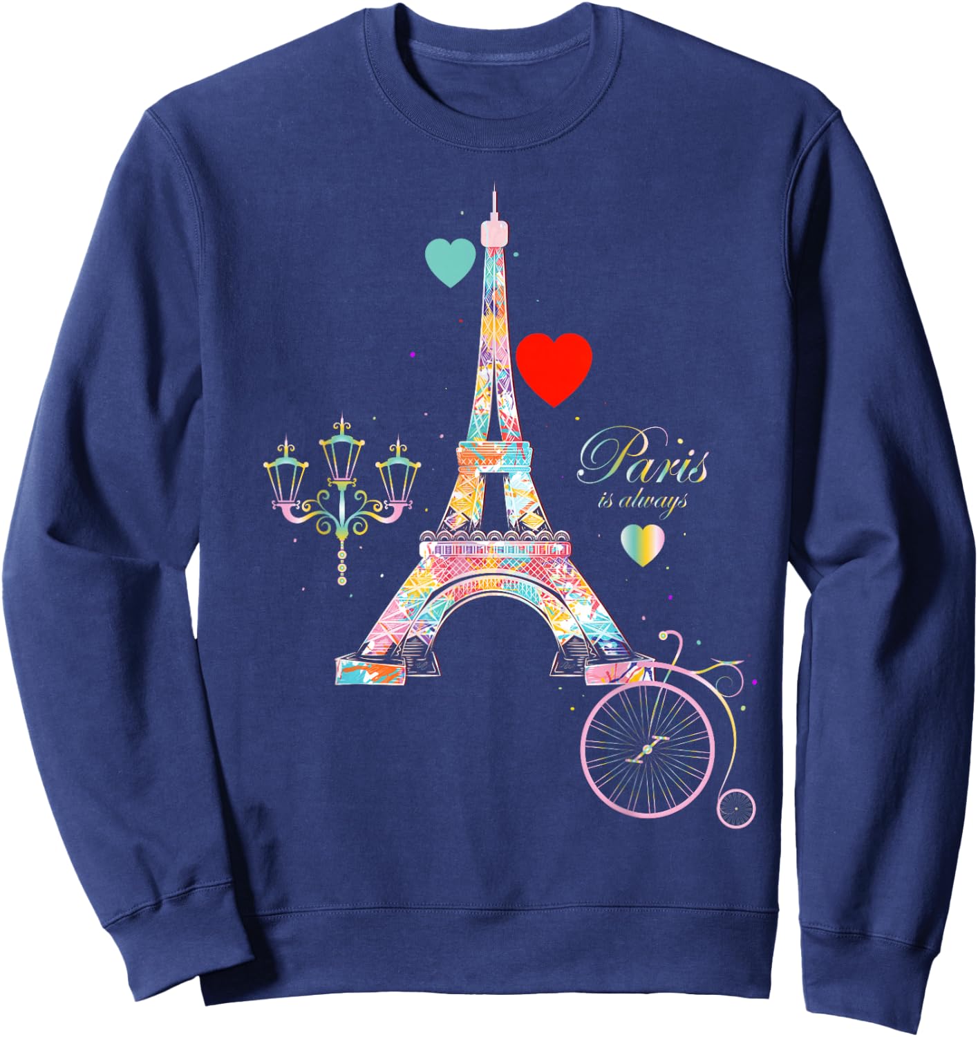 Paris in Our Hearts Eiffel Tower France Love Sign Sweatshirt - Sweatshirt | Navy