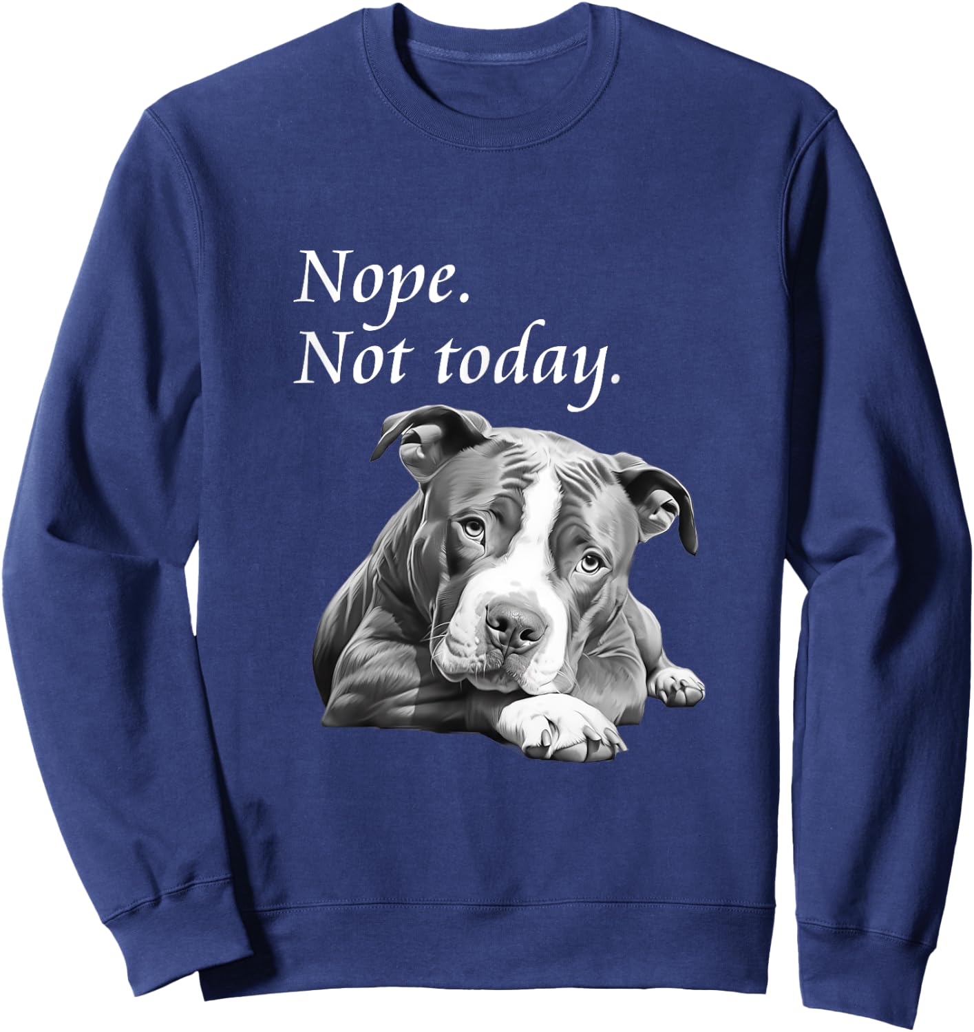 Adorable Pit Bull Dog Not Today - Lazy Dog Women Kids Sweatshirt - Sweatshirt | Navy
