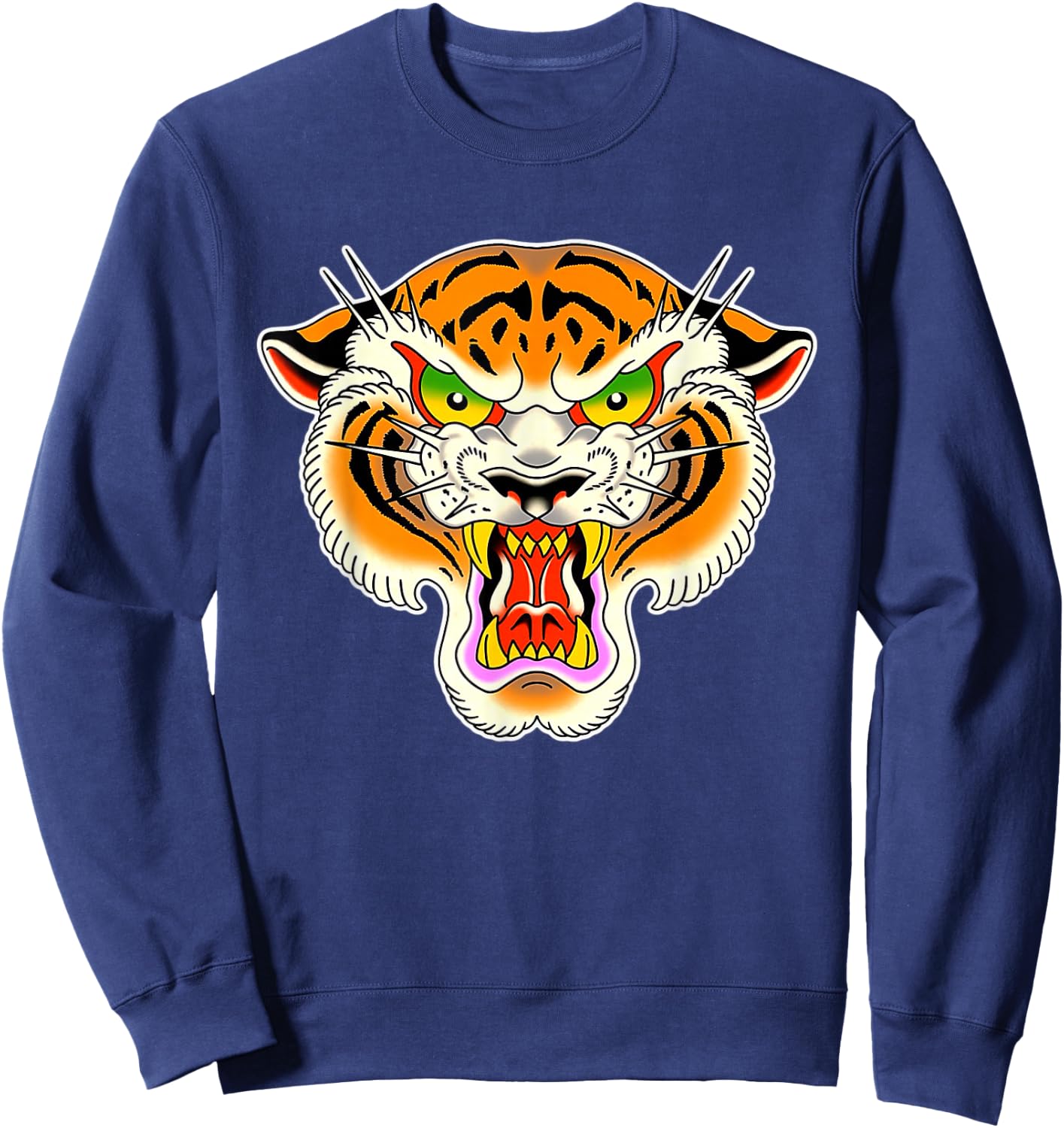 Tiger Head Traditional Tattoo Flash Sweatshirt - Sweatshirt | Navy