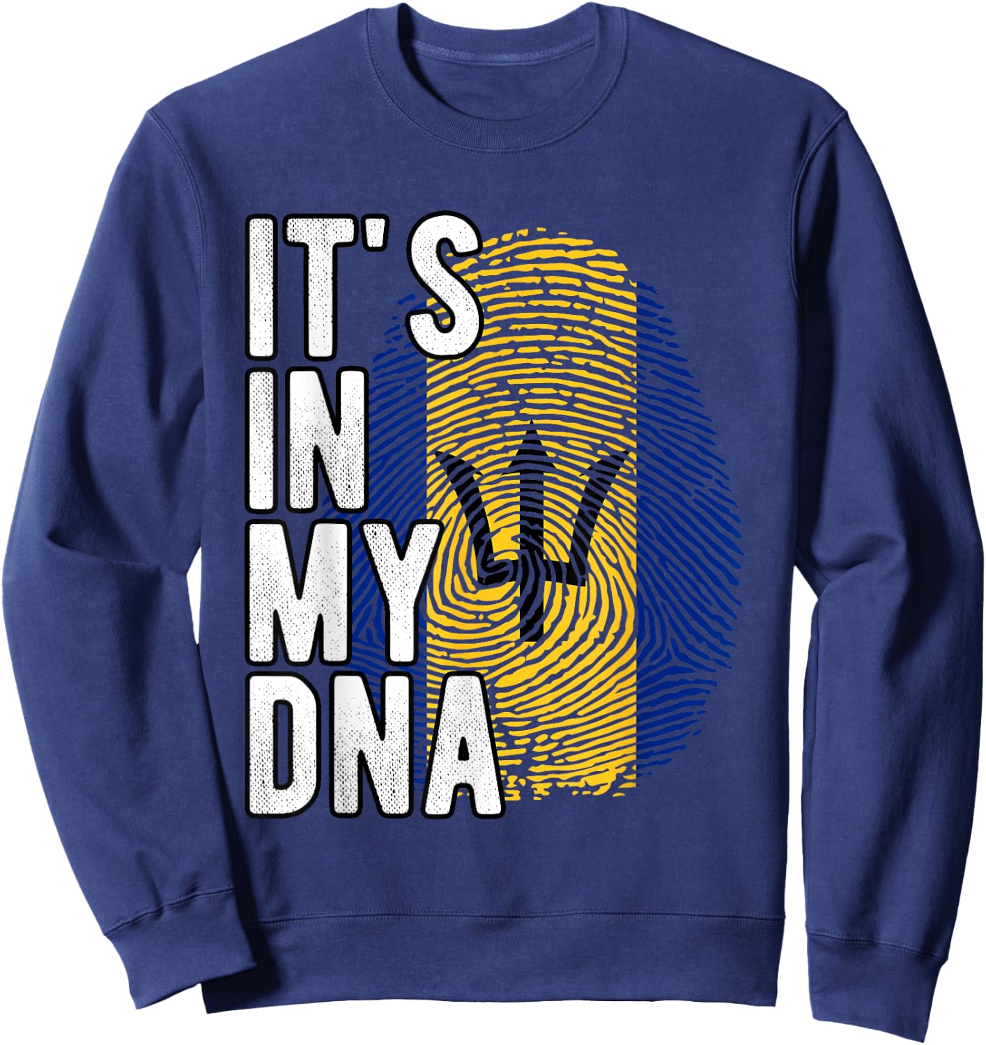 Funny it's in my DNA Barbados flag Fingerprint Sweatshirt - Sweatshirt | Navy