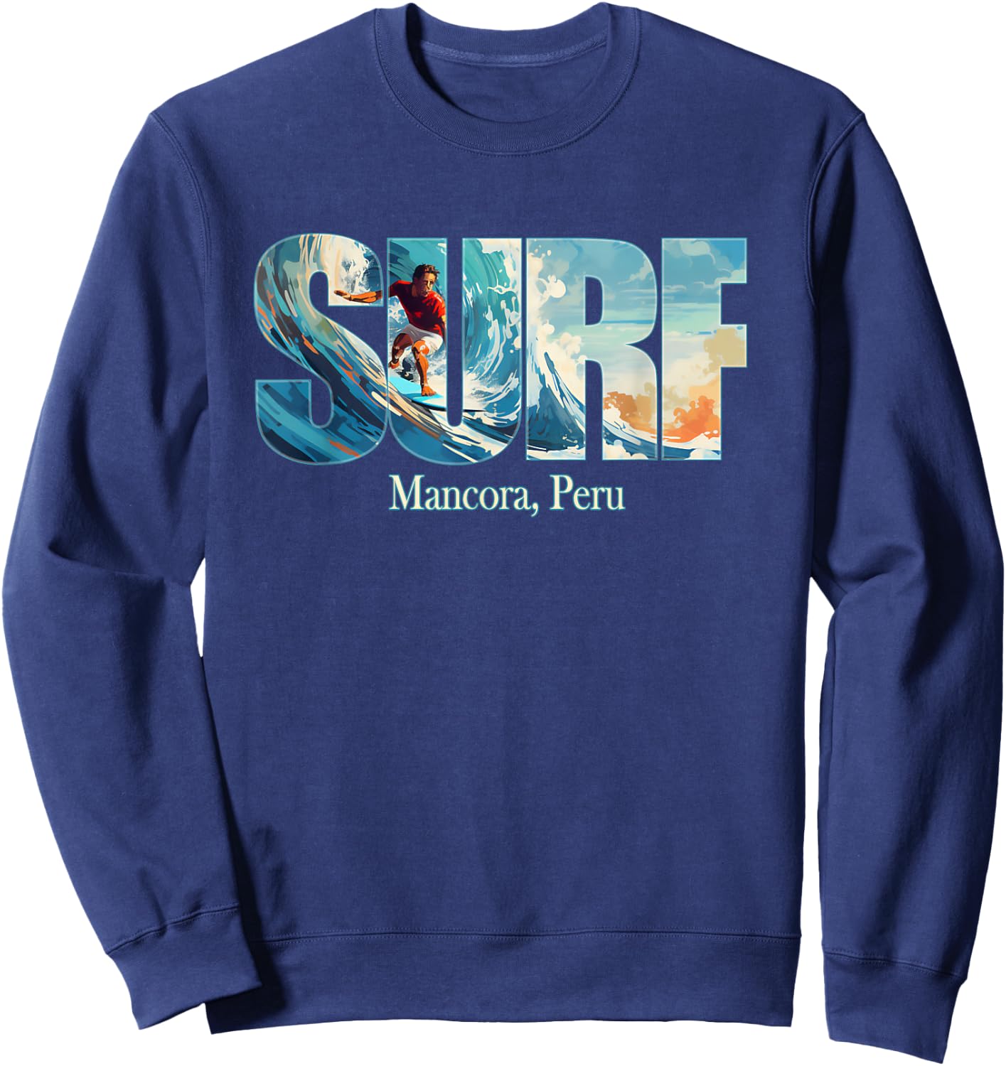 Mancora, Peru Beach Surfing Sweatshirt - Sweatshirt | Navy