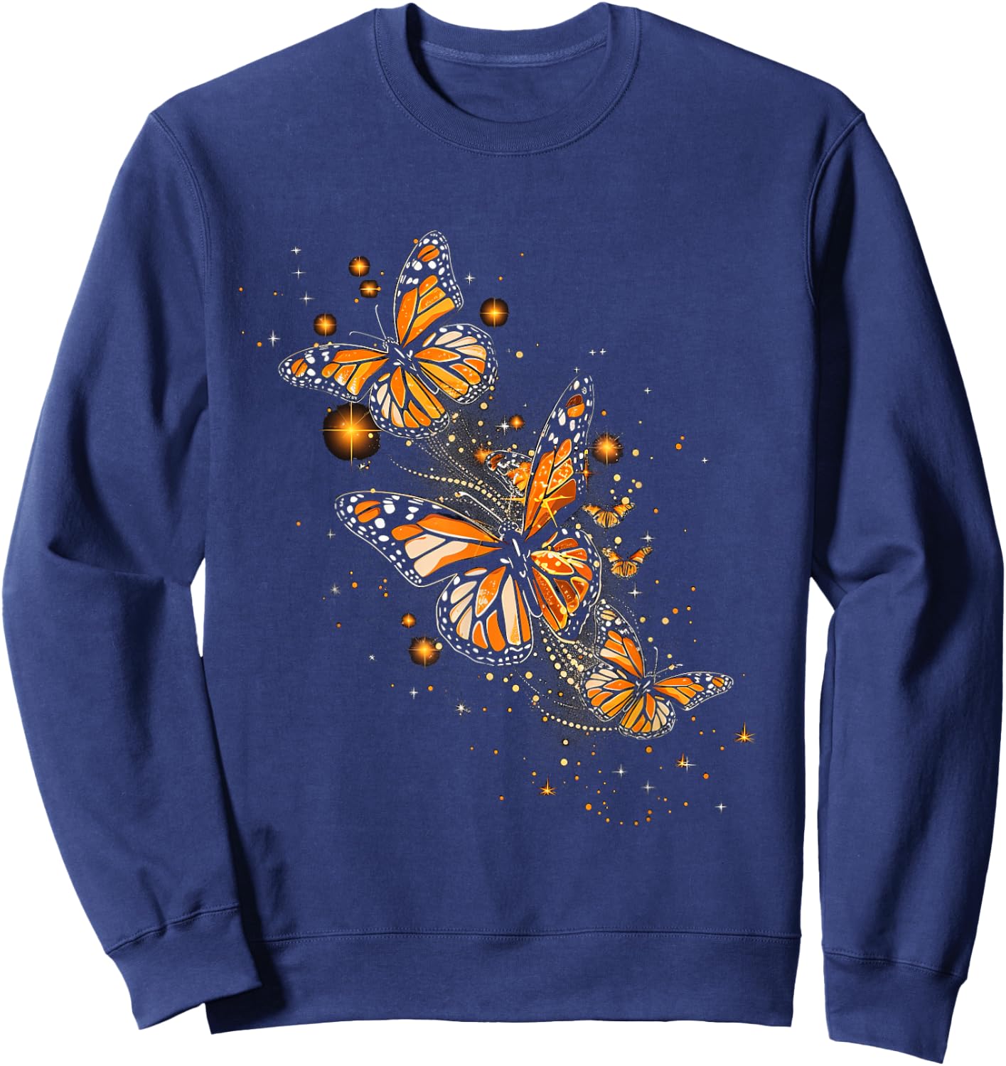 Butterfly Aesthetic Orange Monarch Butterflies Nature Sweatshirt - Sweatshirt | Navy