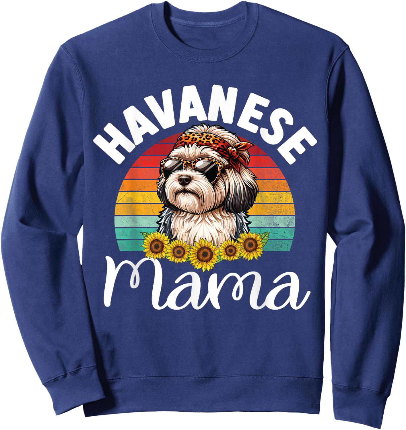 Vintage Floral Havanese Mama Retro Dog Lover Mother's Day Women Kids Sweatshirt - Sweatshirt | Navy