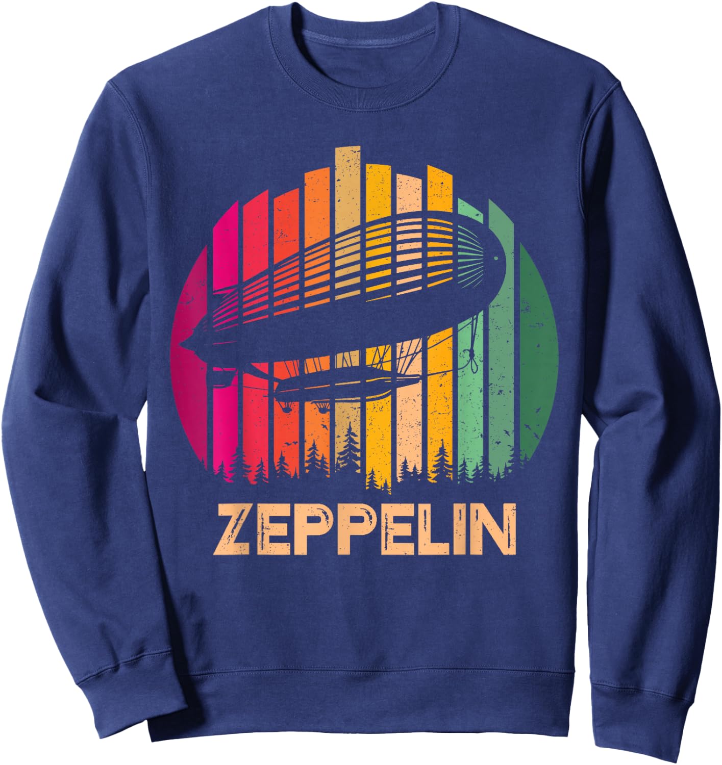 Retro Vintage Sunset Zeppelin 70s 80s Dirigible Airship Sweatshirt - Sweatshirt | Navy