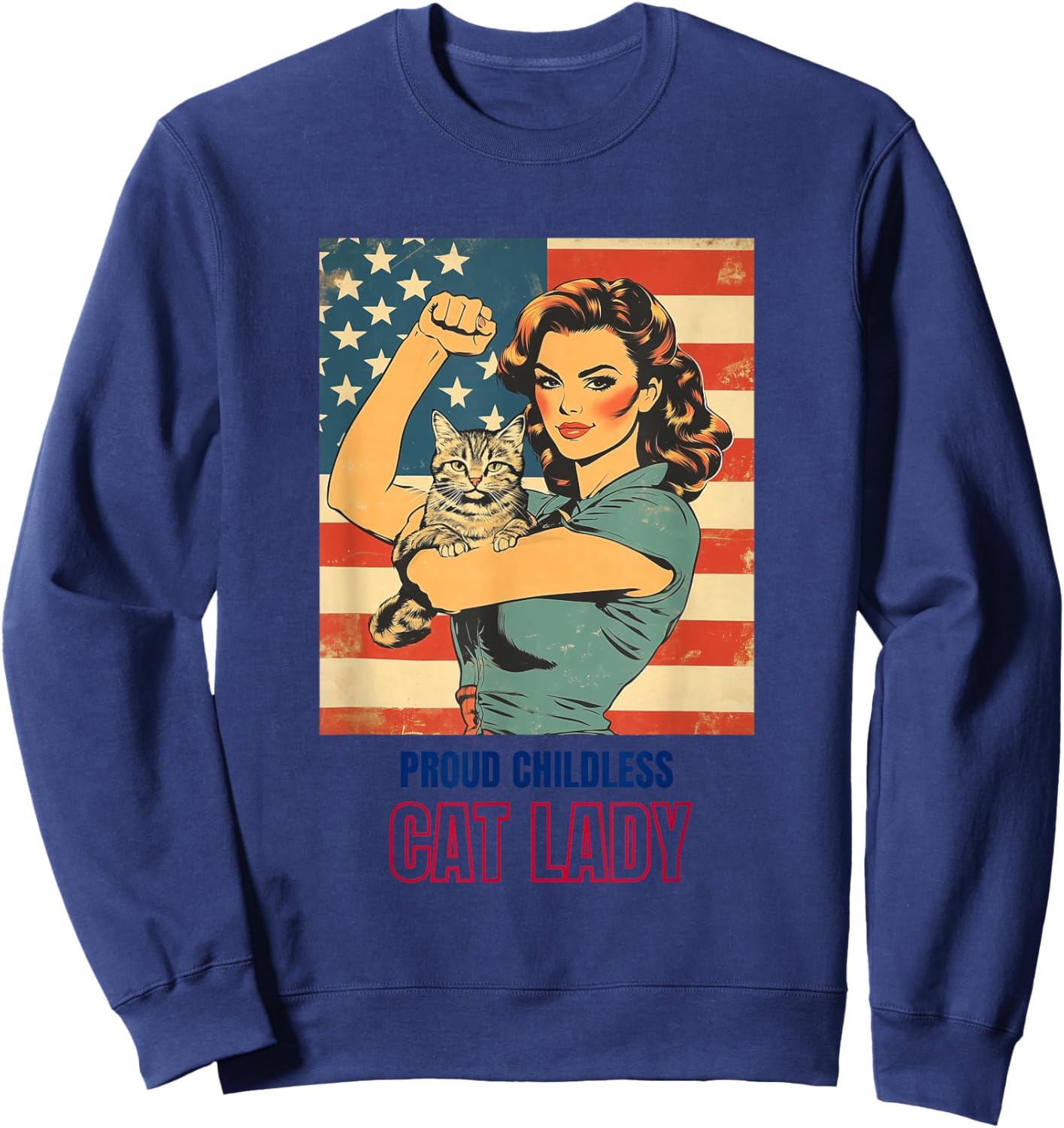 Proud Childless Cat Lady | Powerful Childless Cat Ladies Sweatshirt - Sweatshirt | Navy