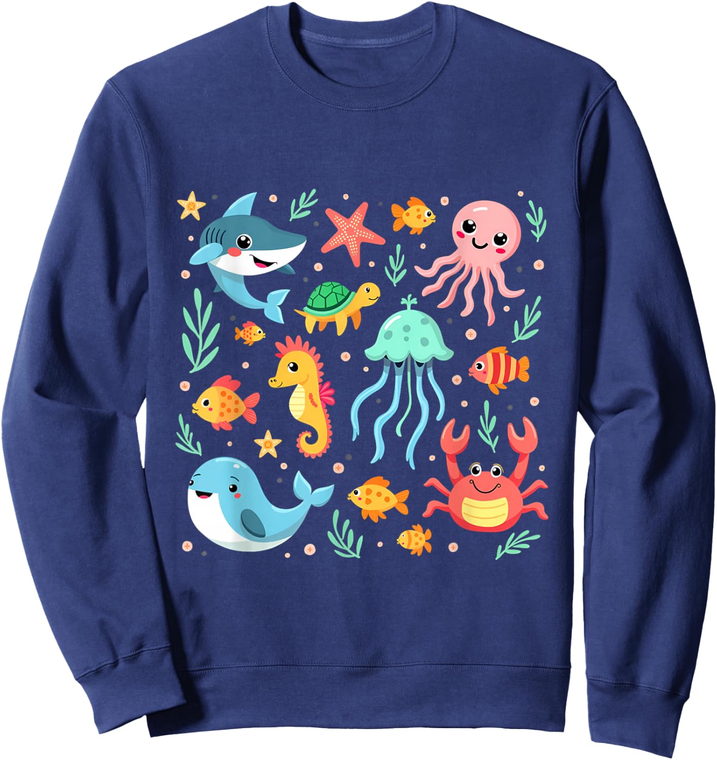 Cute Sea Animals Kids Children Ocean Creatures Clownfish Sweatshirt - Sweatshirt | Navy