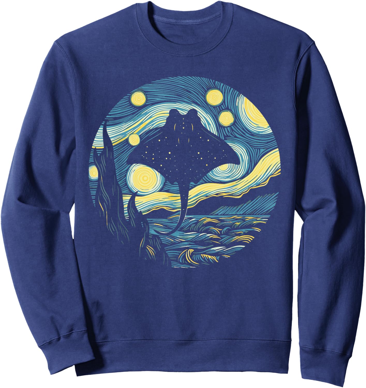 Stingray Manta Ray Starry Night Painting Art Sweatshirt - Sweatshirt | Navy