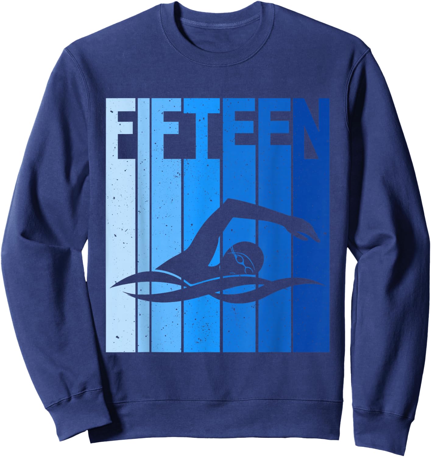 15th Birthday Swimming 15 Year Old Birthday Swimmer Sweatshirt - Sweatshirt | Navy
