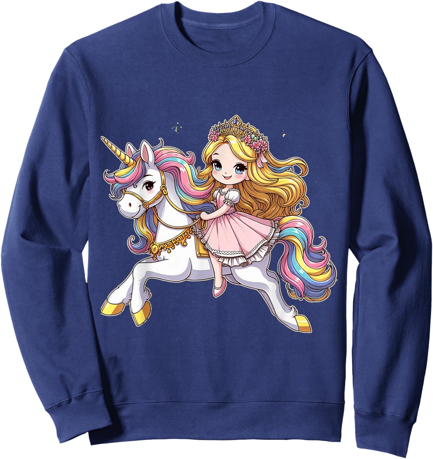 Princess Riding A Unicorn Boys Girls Men Women Kids Adults Sweatshirt - Sweatshirt | Navy