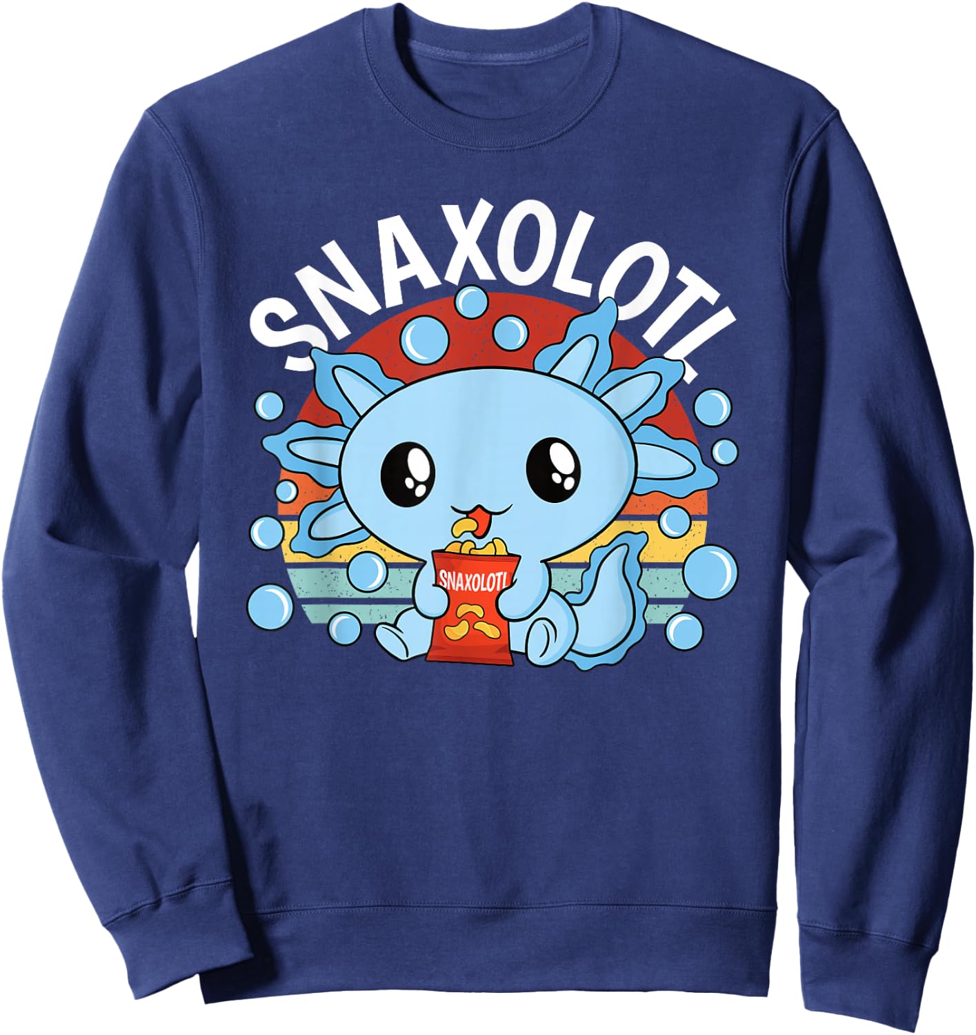 Snaxolotl Funny Snacking Kawaii Axolotl Men Women Kids Sweatshirt - Sweatshirt | Navy