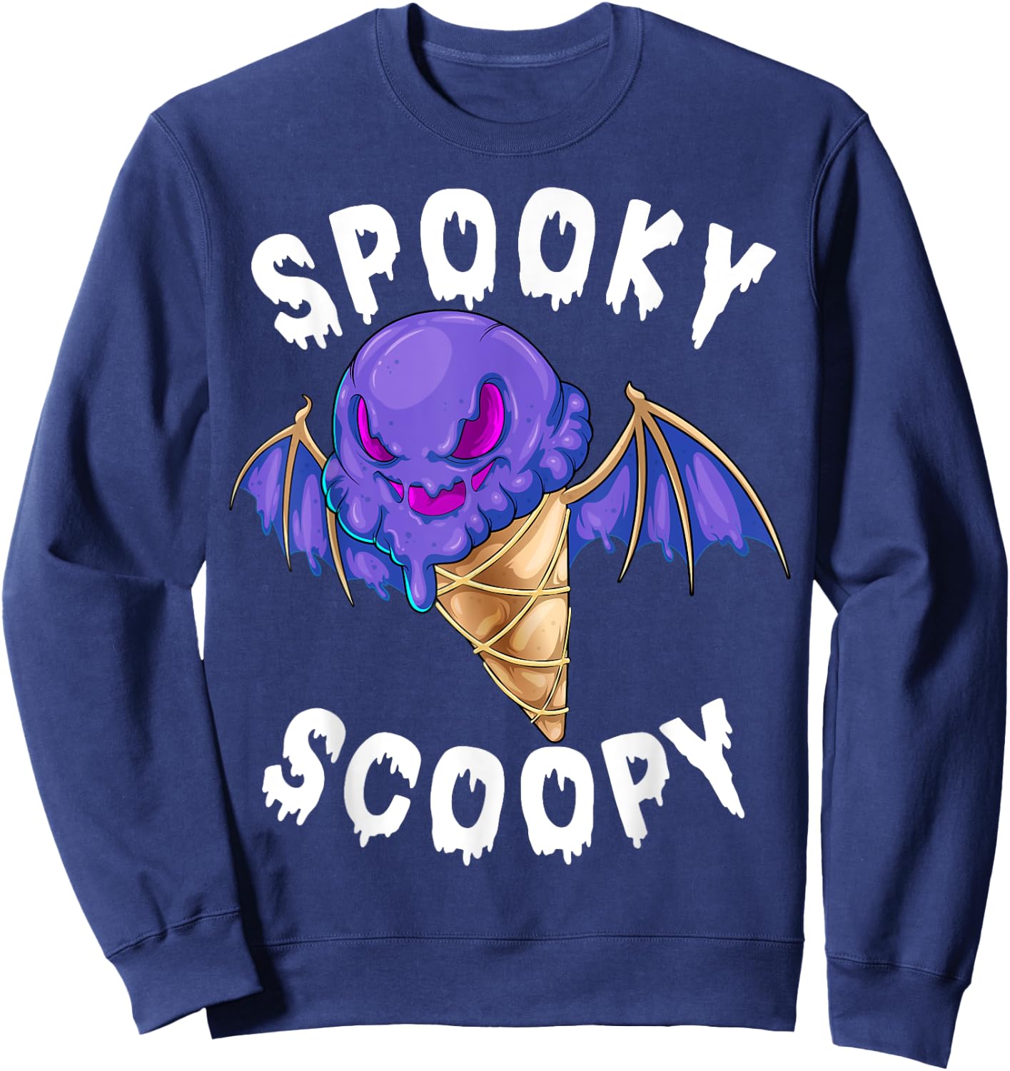 Spooky Scoopy Melting Jack o Lantern Ice Cream Halloween Men Women Kids Sweatshirt - Sweatshirt | Navy