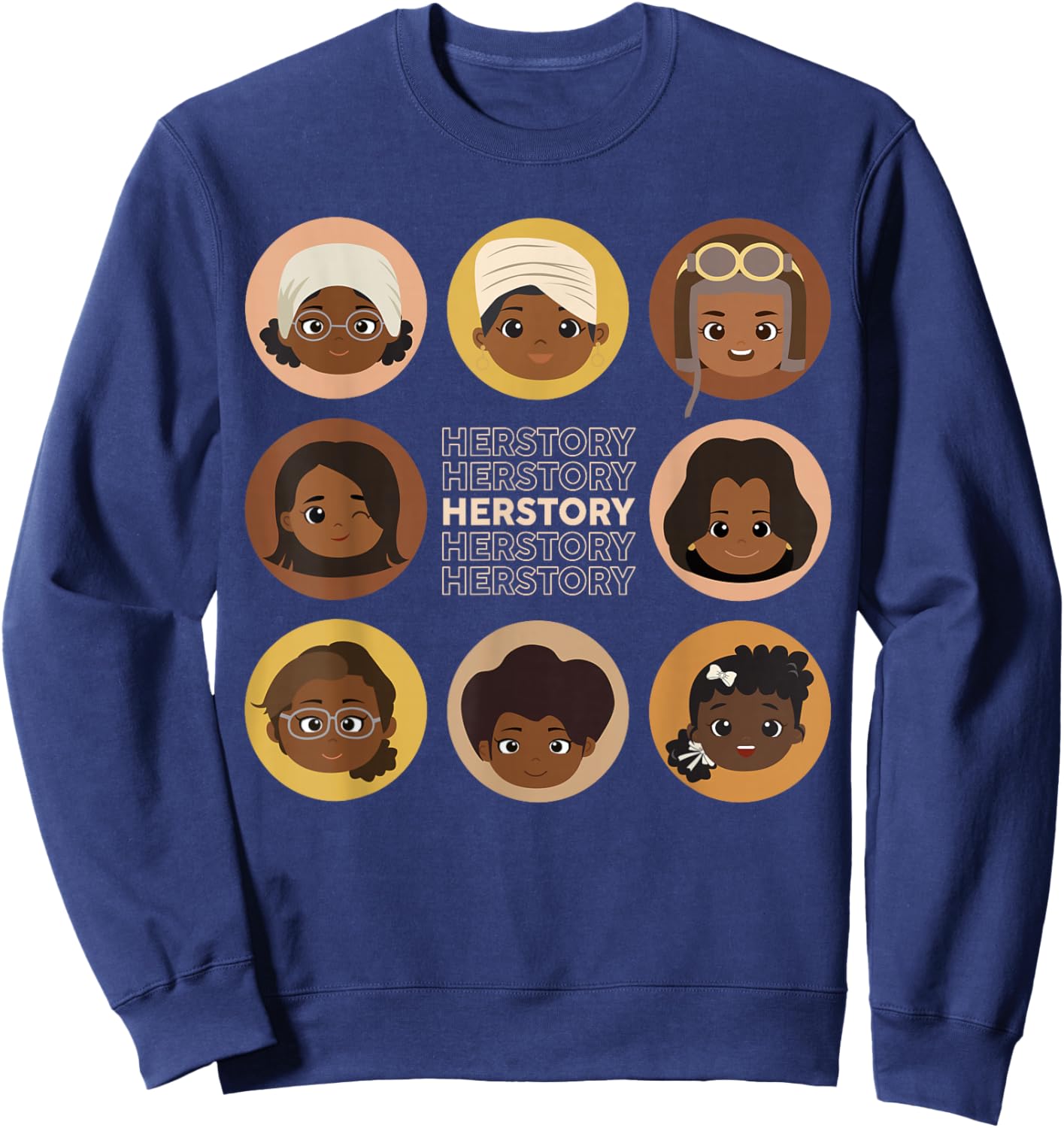 Herstory African American Black History Month Pride Kids Sweatshirt - Sweatshirt | Navy