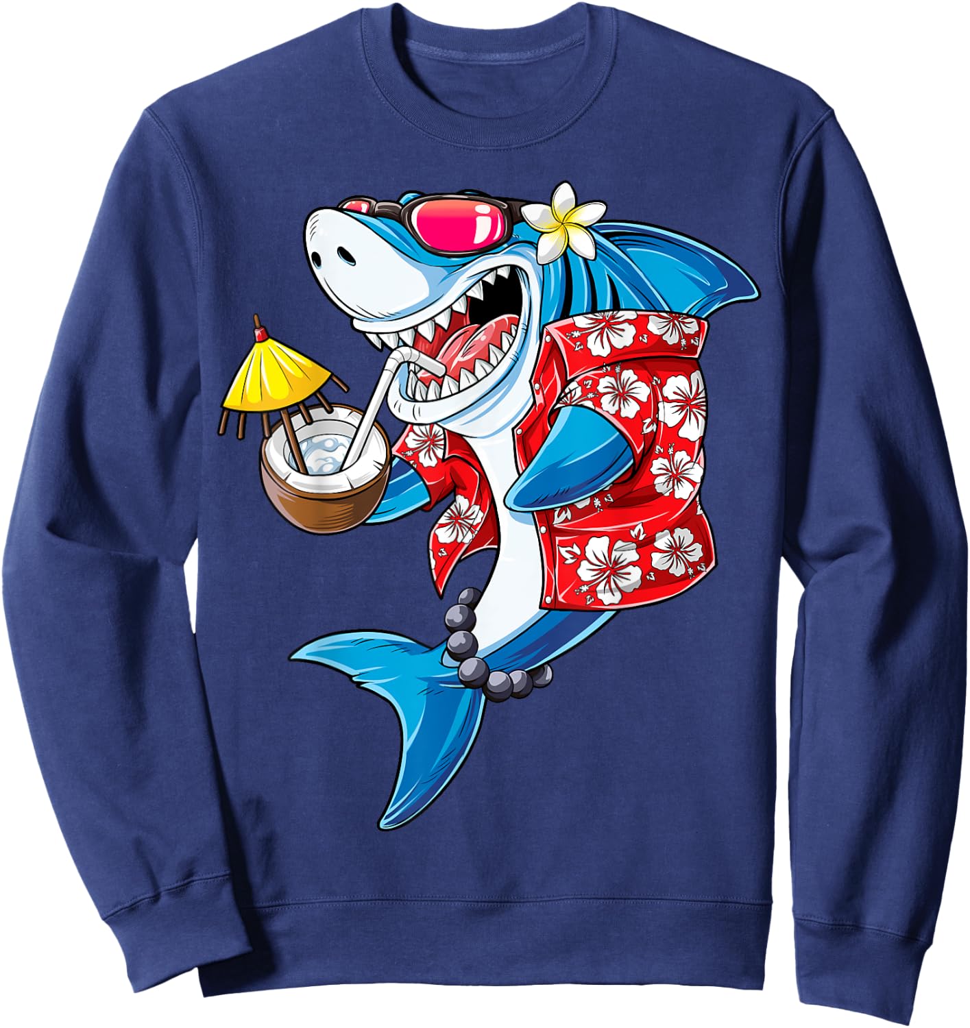 Shark Hawaiian Funny Aloha Hawaii Beach Jawsome Gifts Men Sweatshirt - Sweatshirt | Navy